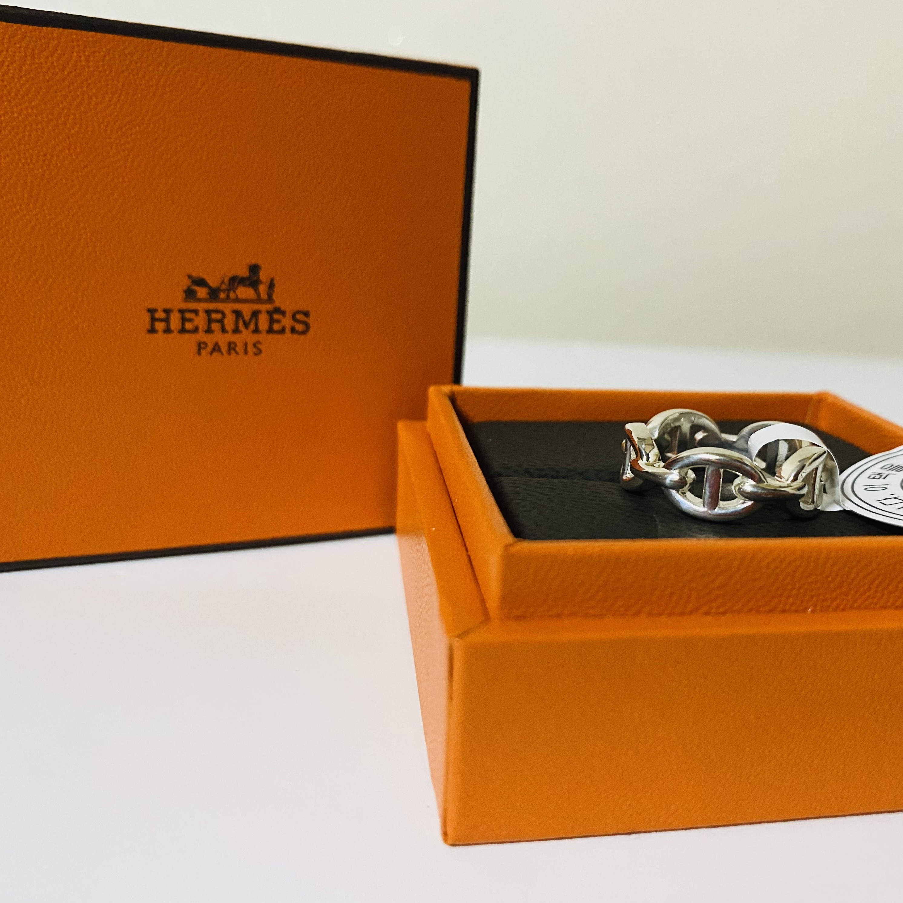 (W) Hermes Small Chaine D'Ancre Enchainee Ring Sterling Silver 착용 스타일 - 3