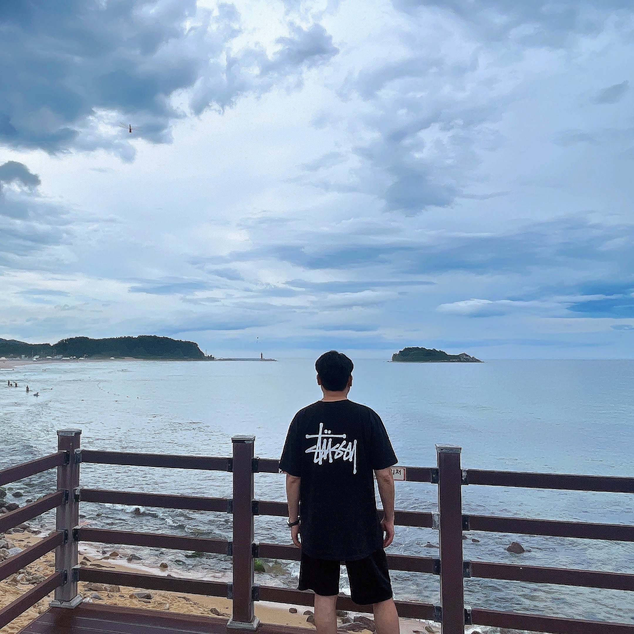 Stussy Basic Stussy T-Shirt Black 2023, Crocs Classic Clog Bone 착용 스타일 - 2
