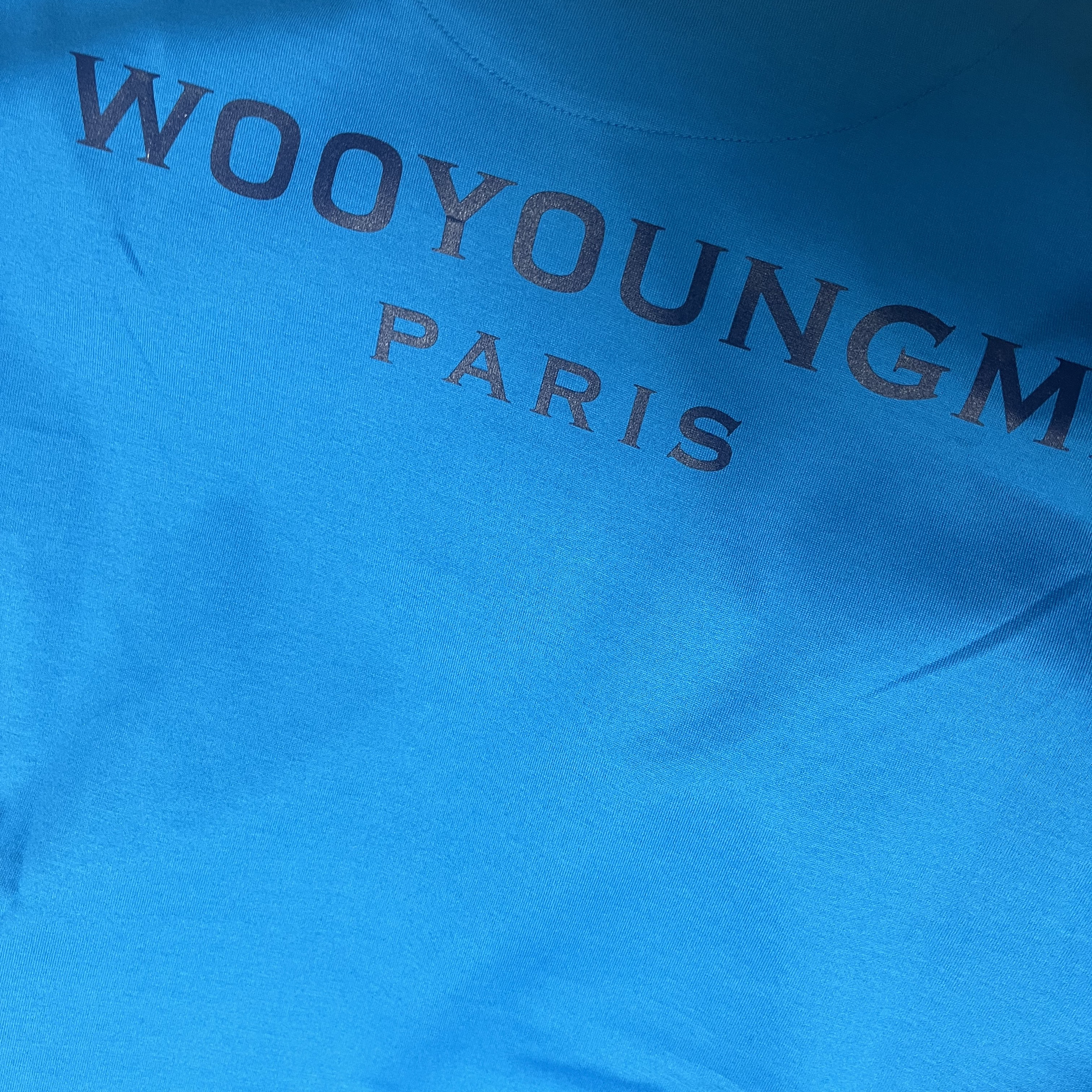Wooyoungmi Cotton Back Logo T-Shirt Blue - 23SS 착용 스타일