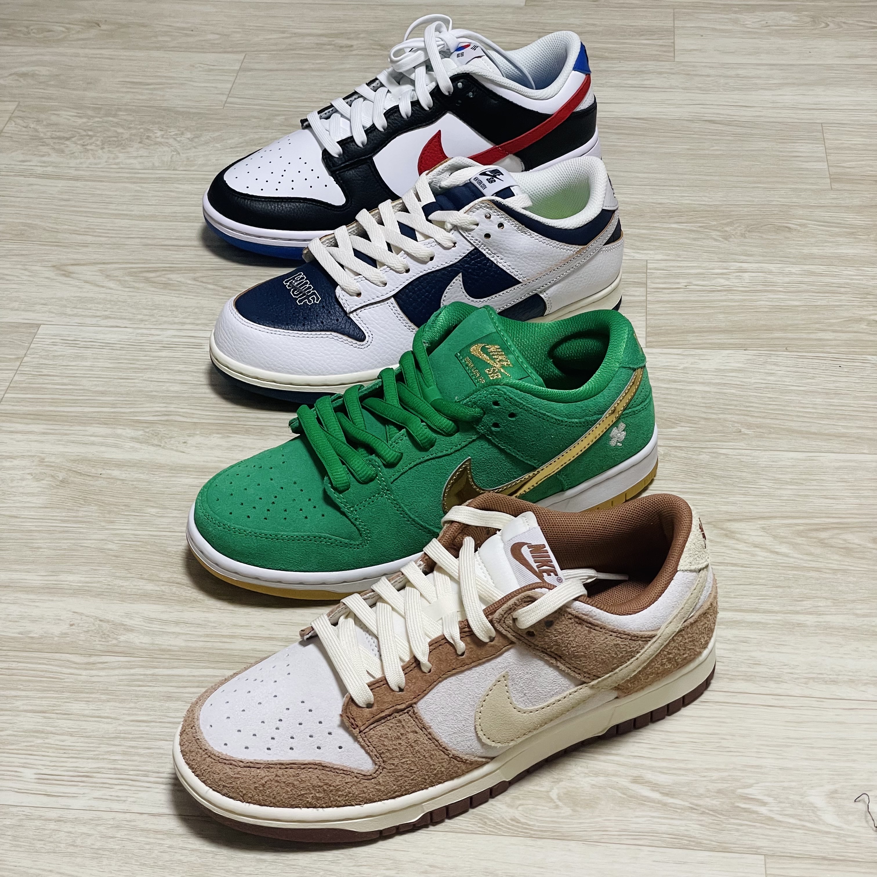 Nike Dunk Low Pro Premium Medium Curry, Nike SB Dunk Low Pro Shamrock 착용 스타일