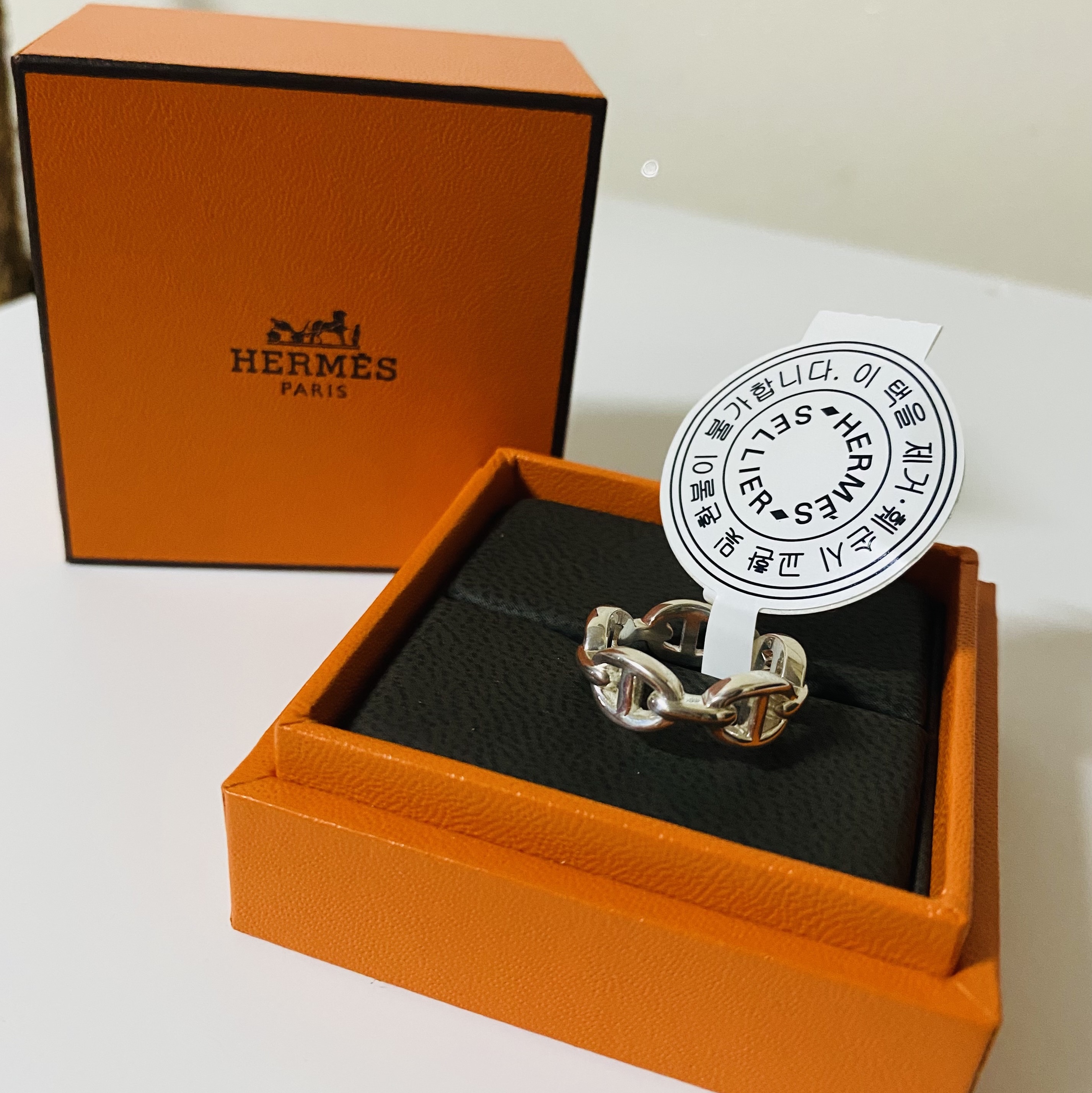 (W) Hermes Small Chaine D'Ancre Enchainee Ring Sterling Silver 착용 스타일 - 2