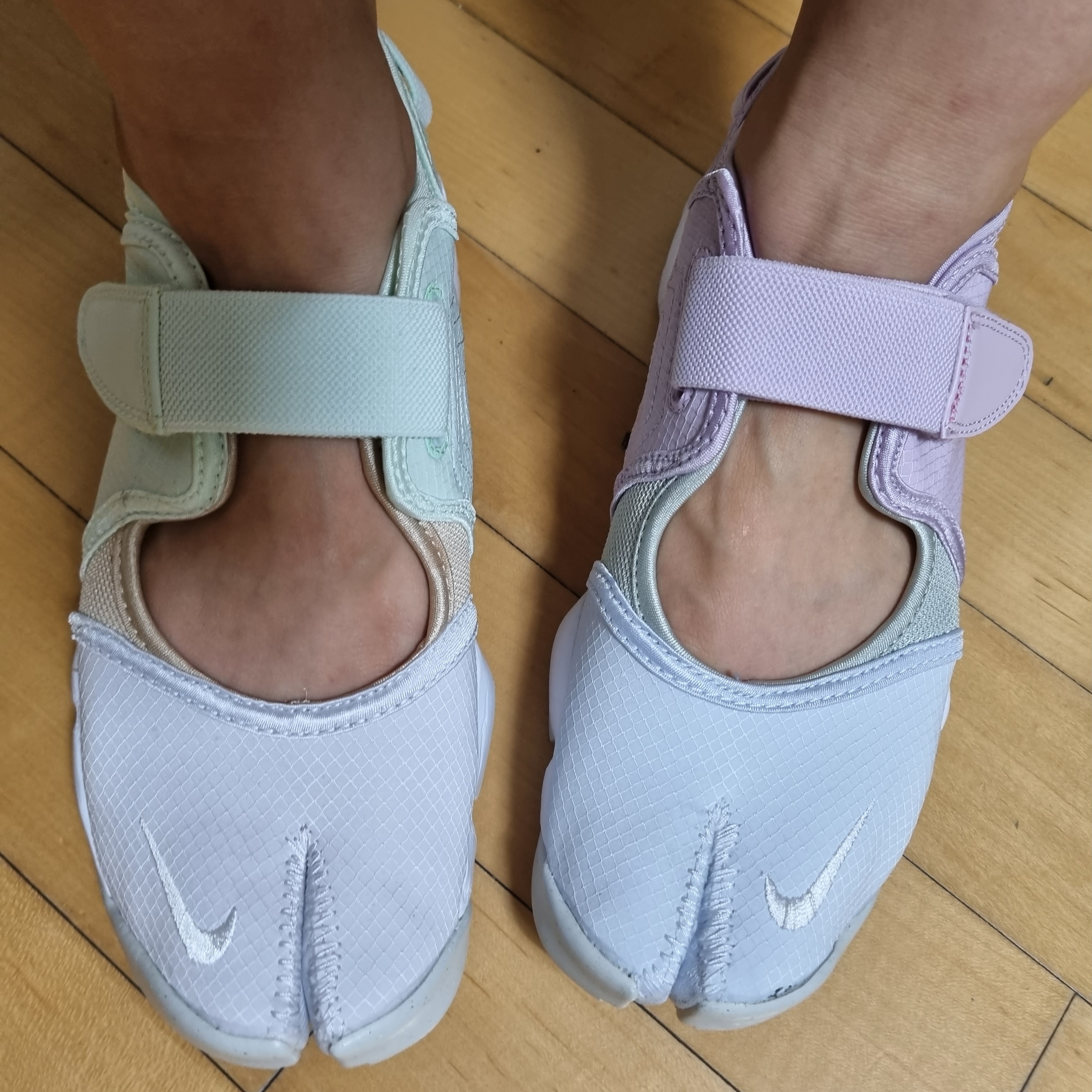 (W) Nike Air Rift Breathe Barely Green Iris Whisper 착용 스타일