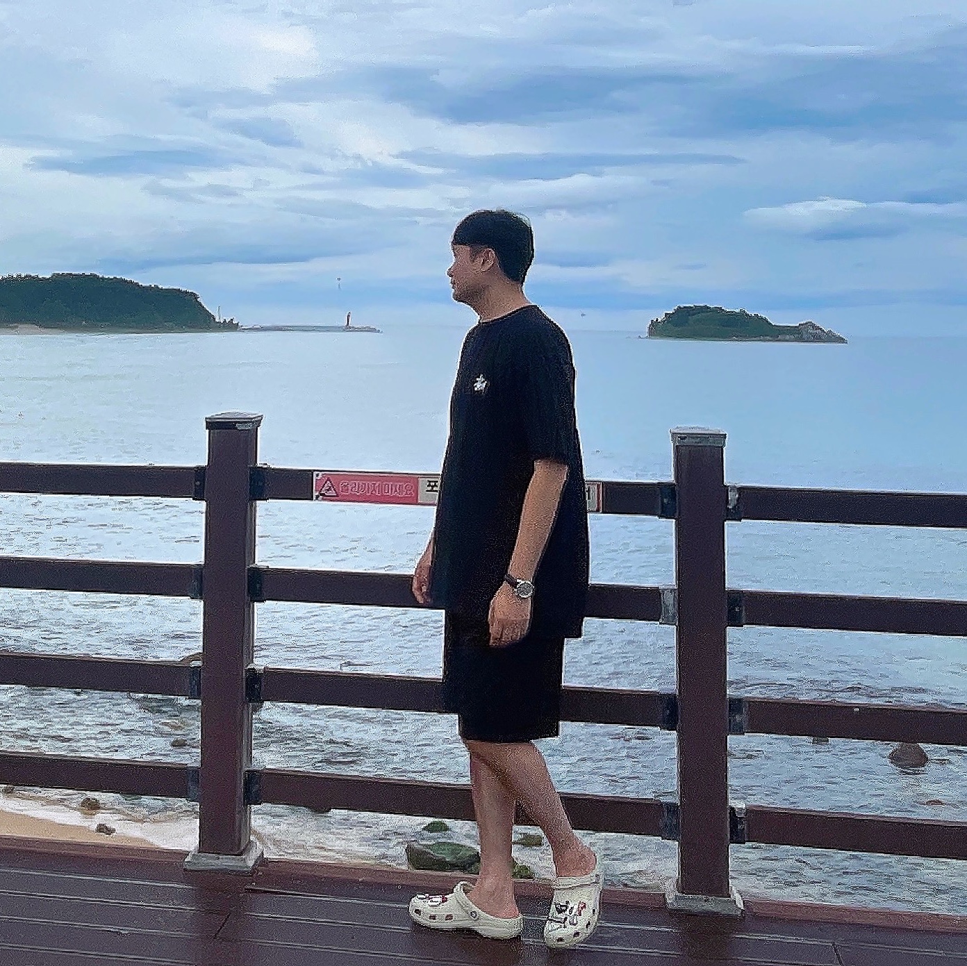 Stussy Basic Stussy T-Shirt Black 2023, Crocs Classic Clog Bone 착용 스타일 - 1