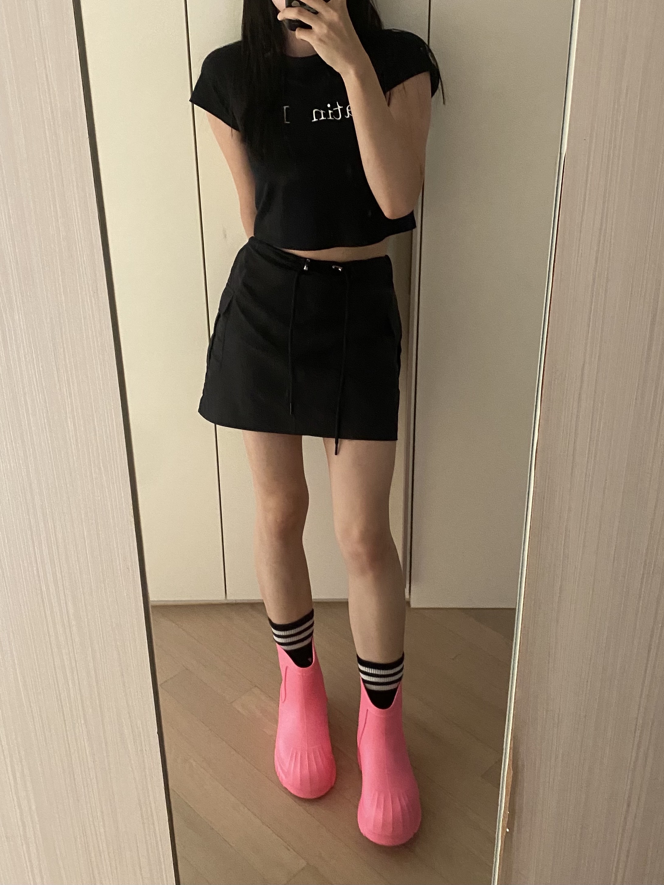 (W) Adidas Adifom Superstar Boot Pink 착용 스타일