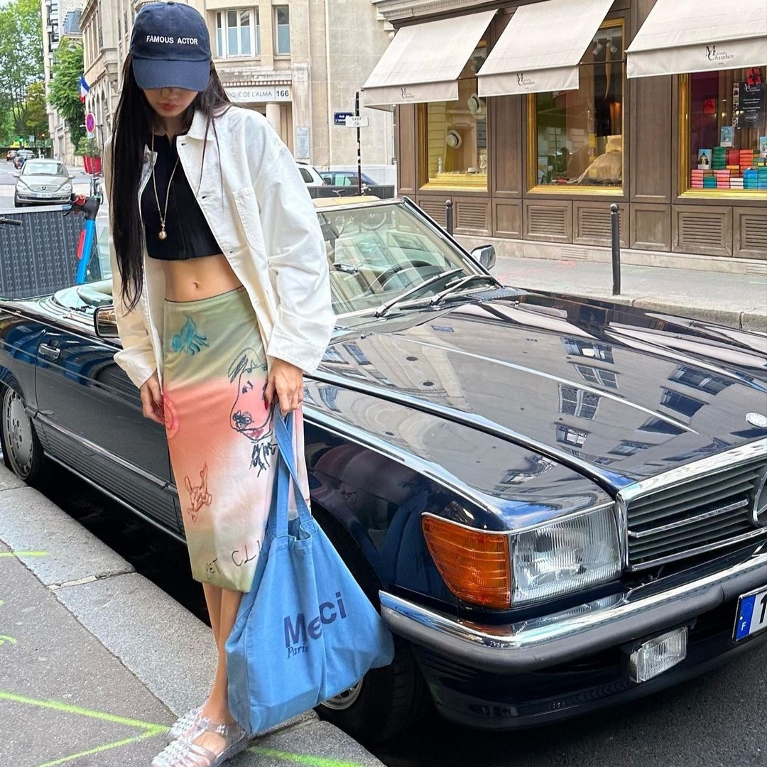 Merci Cotton Tote Bag Large Navy Blue, (W) Melissa Possession Clear 착용 스타일 - 2