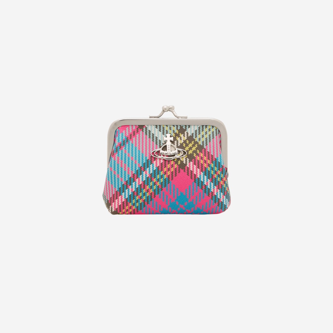 Vivienne Westwood Biogreen Saffiano Printed Derby Frame Coin Purse Macandy Tartan 상세 이미지 1