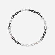 Louis Vuitton Monogram Chain Necklace Silver Black
