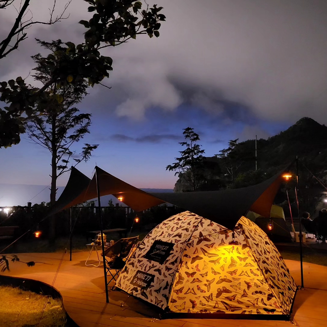 Helinox x Mine77 Alpine Dome Tent Butterfly Print 착용 스타일 - 2