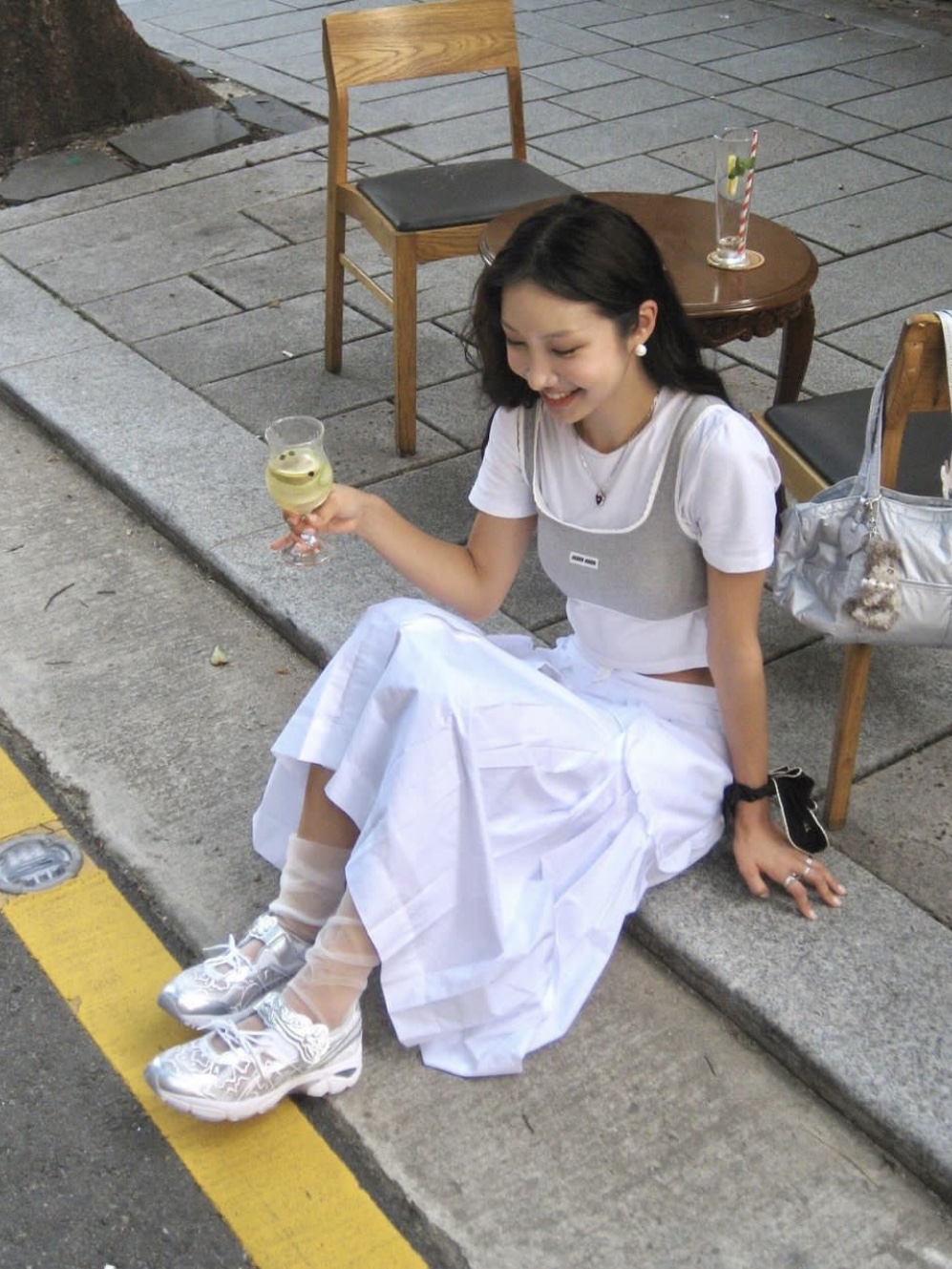Asics x Cecilie Bahnsen GT-2160 White 착용 스타일
