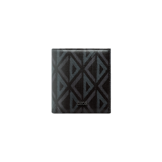 디올 컴팩트 버티컬 지갑 블랙 CD 다이아몬드 캔버스