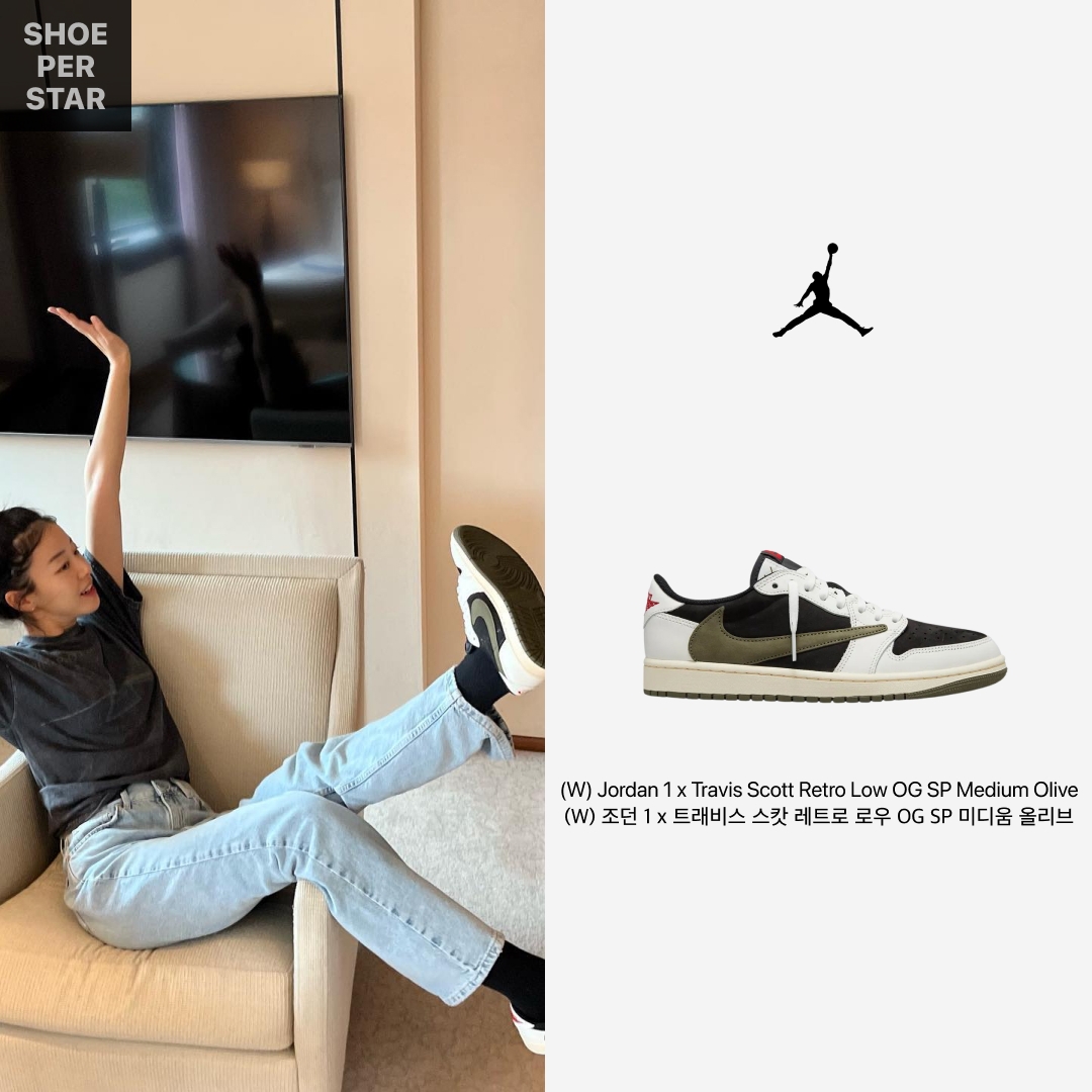(W) Jordan 1 x Travis Scott Retro Low OG SP Medium Olive 착용 스타일 - 1