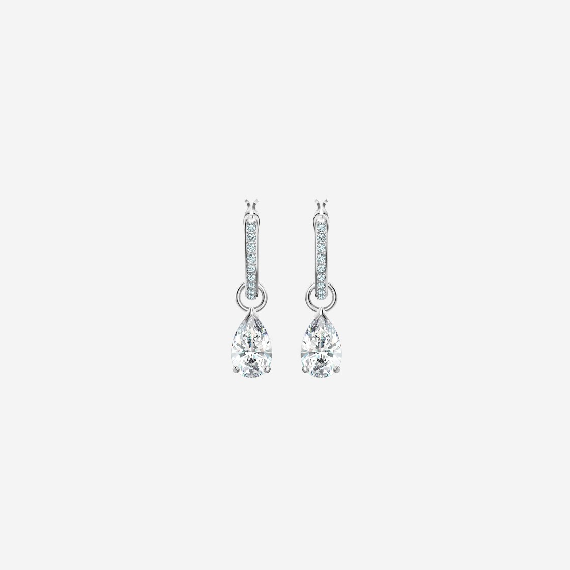 (W) Swarovski Attract Drop Earrings White Rhodium Plated 상세 이미지 1