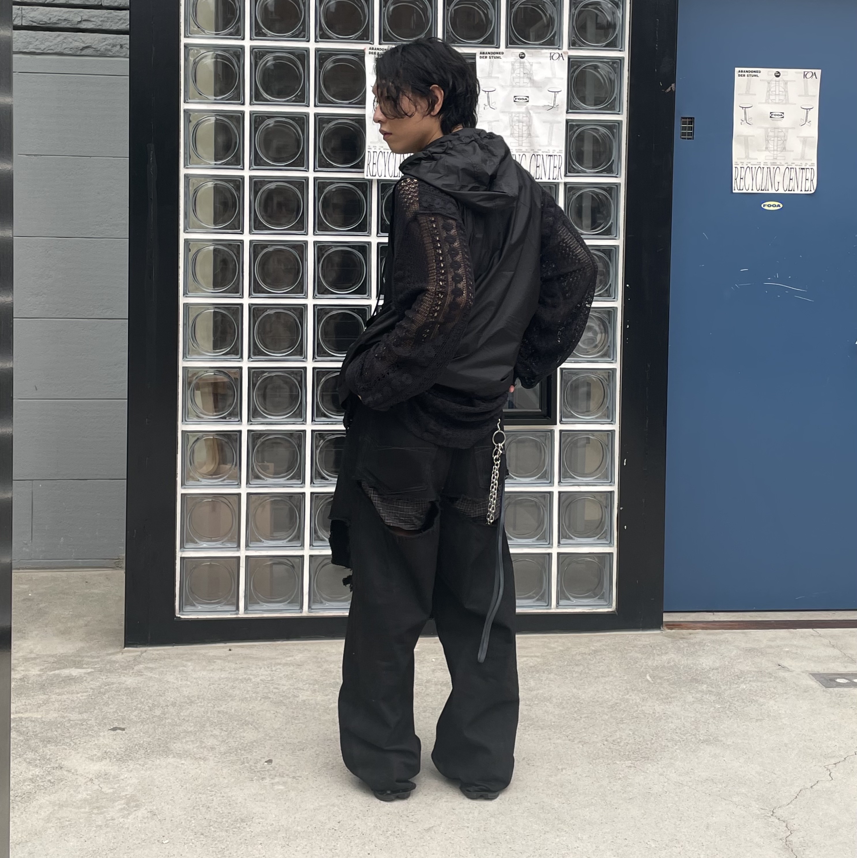 Our Legacy Coco Shirt Black Cotton Crochet 착용 스타일