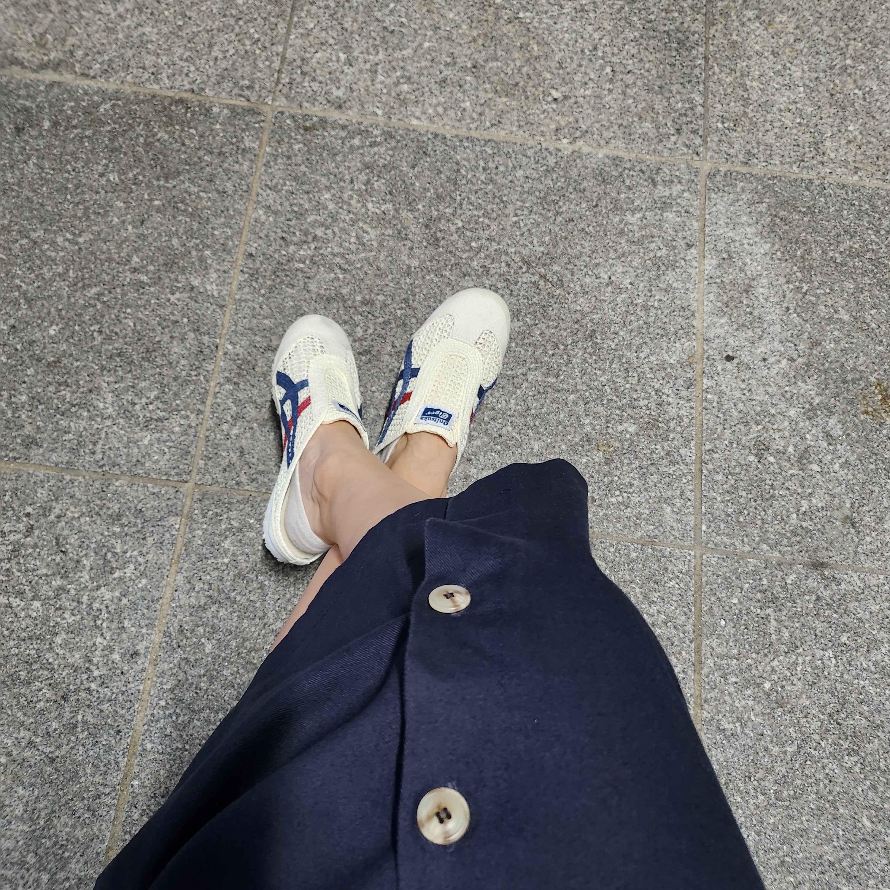 Onitsuka Tiger Mexico 66 Sabot Cream Mako Blue 착용 스타일 - 2