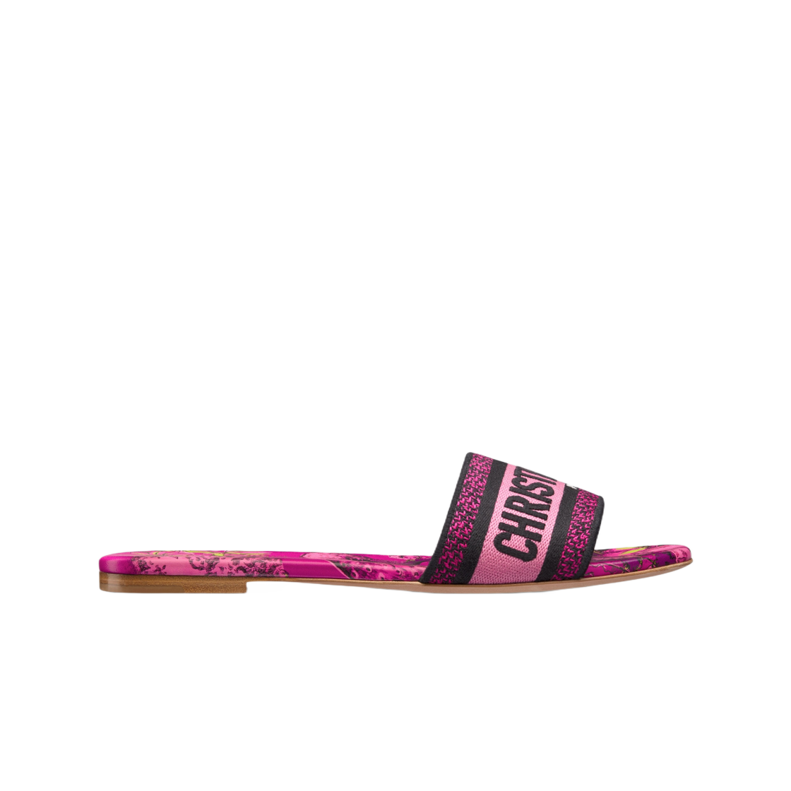 (W) 디올 디웨이 슬라이드 라니 핑크 멀티컬러 자수 코튼 트왈 드 주이 보야주 모티프((W) Dior Dway Slide Rani Pink Multicolor Embroidered Cotton Toile De Jouy Voyage Motif) - 1