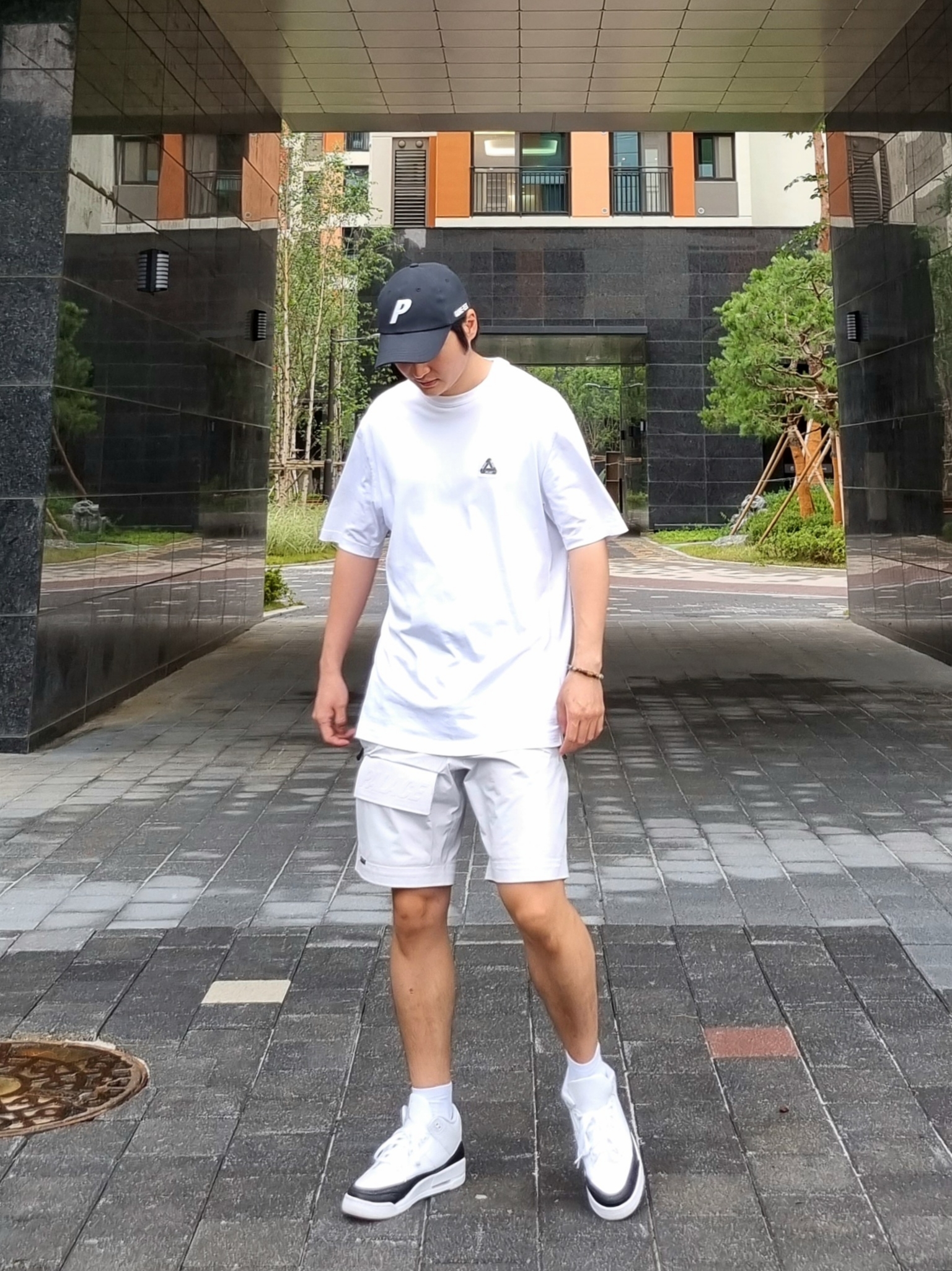 Palace Gore-Tex Zip Off Cargos Grey - 21SS, Jordan 3 x Fragment Retro SP White Black 착용 스타일