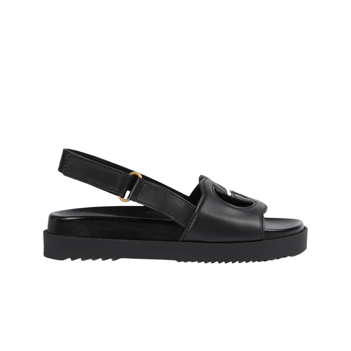 (W) 구찌 인터로킹 G 샌들 블랙 레더((W) Gucci Interlocking G Sandal Black Leather) - 1