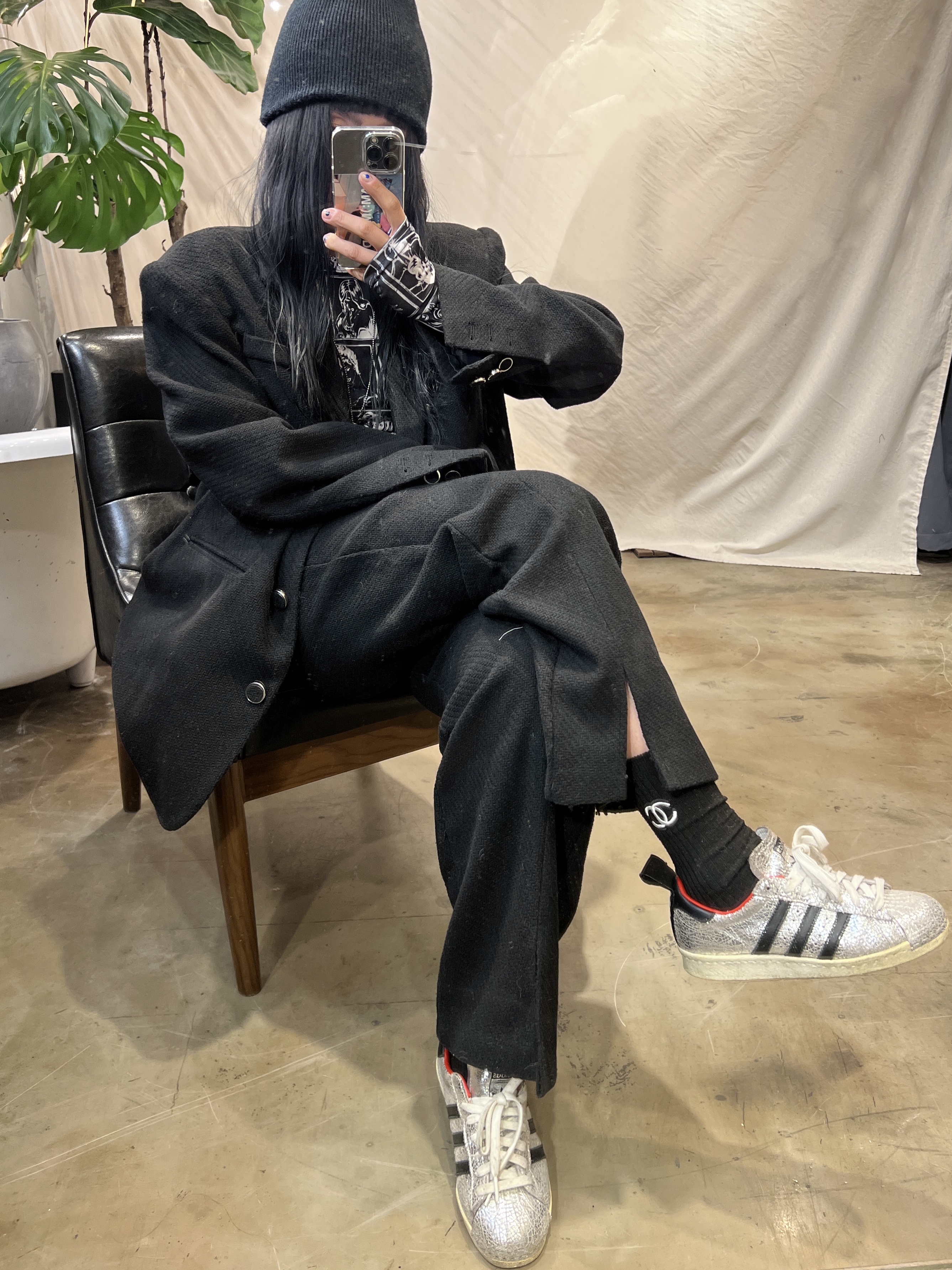 (W) Adidas x Topshop Superstar 80s Silver 착용 스타일 - 1