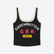 Green Butter Women Soft Span Logo Sleeveless Black