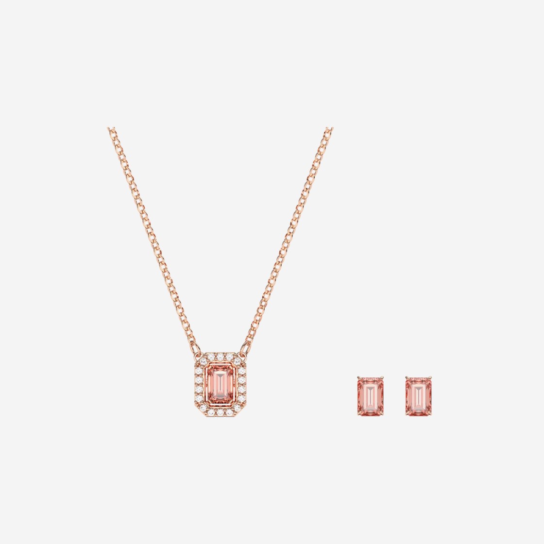 (W) Swarovski Millenia Set Pink Rose Gold Plated 상세 이미지 1