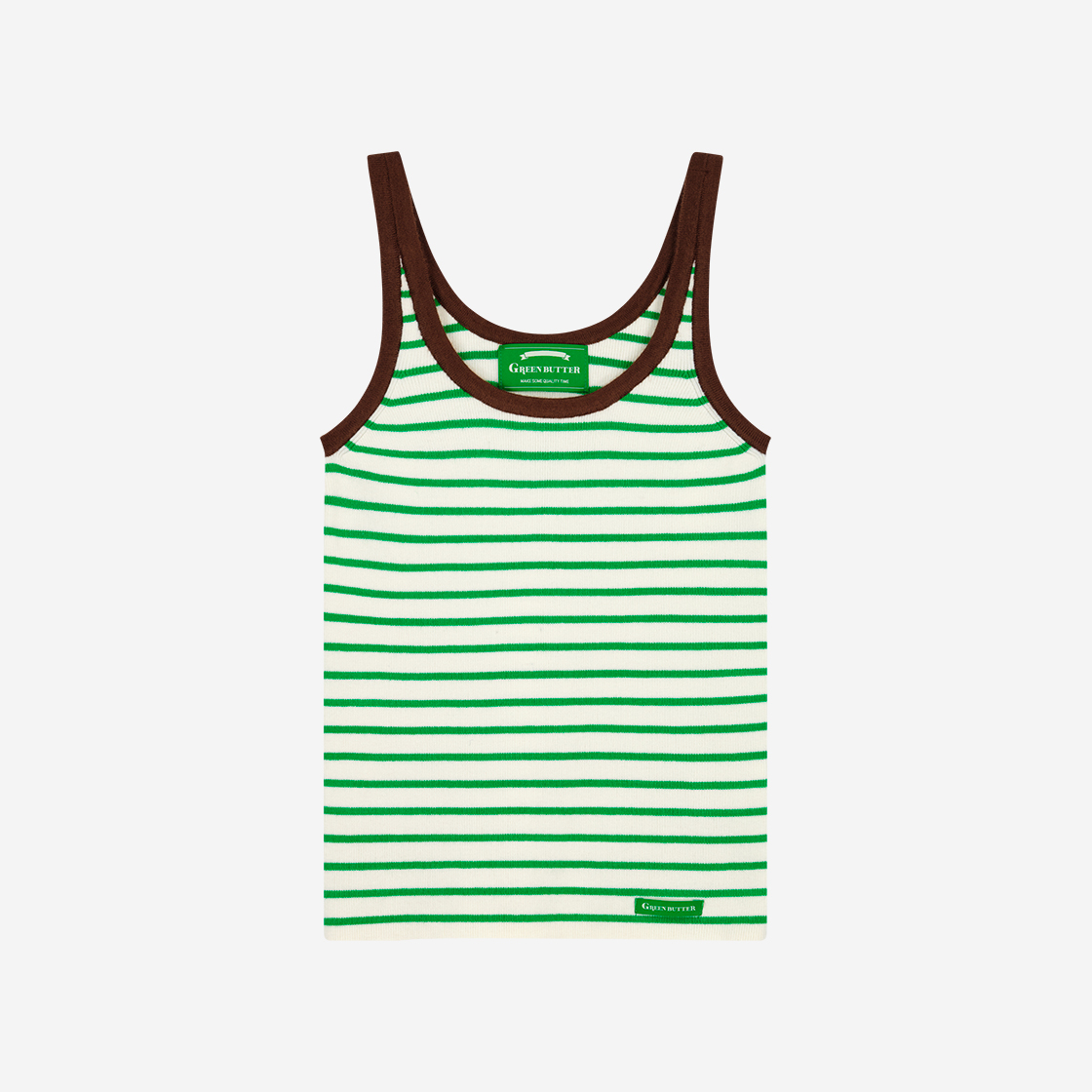 그린 버터 우먼 스트라이프 소다 슬리브리스 니트 그린