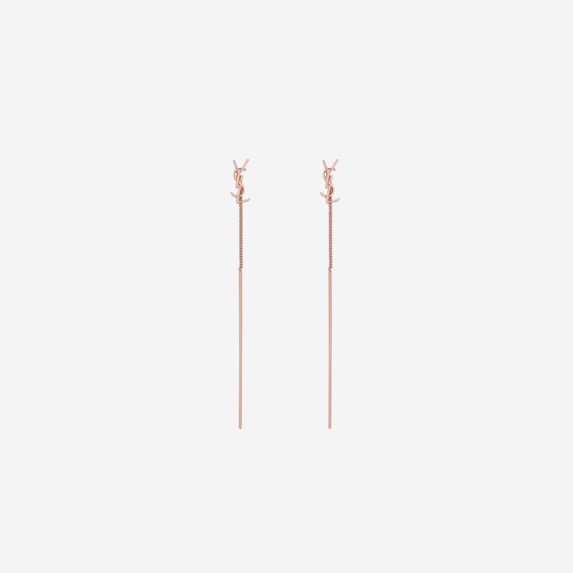 (W) Saint Laurent Opyum YSL Threader Earrings in Metal Rose Gold 상세 이미지 1