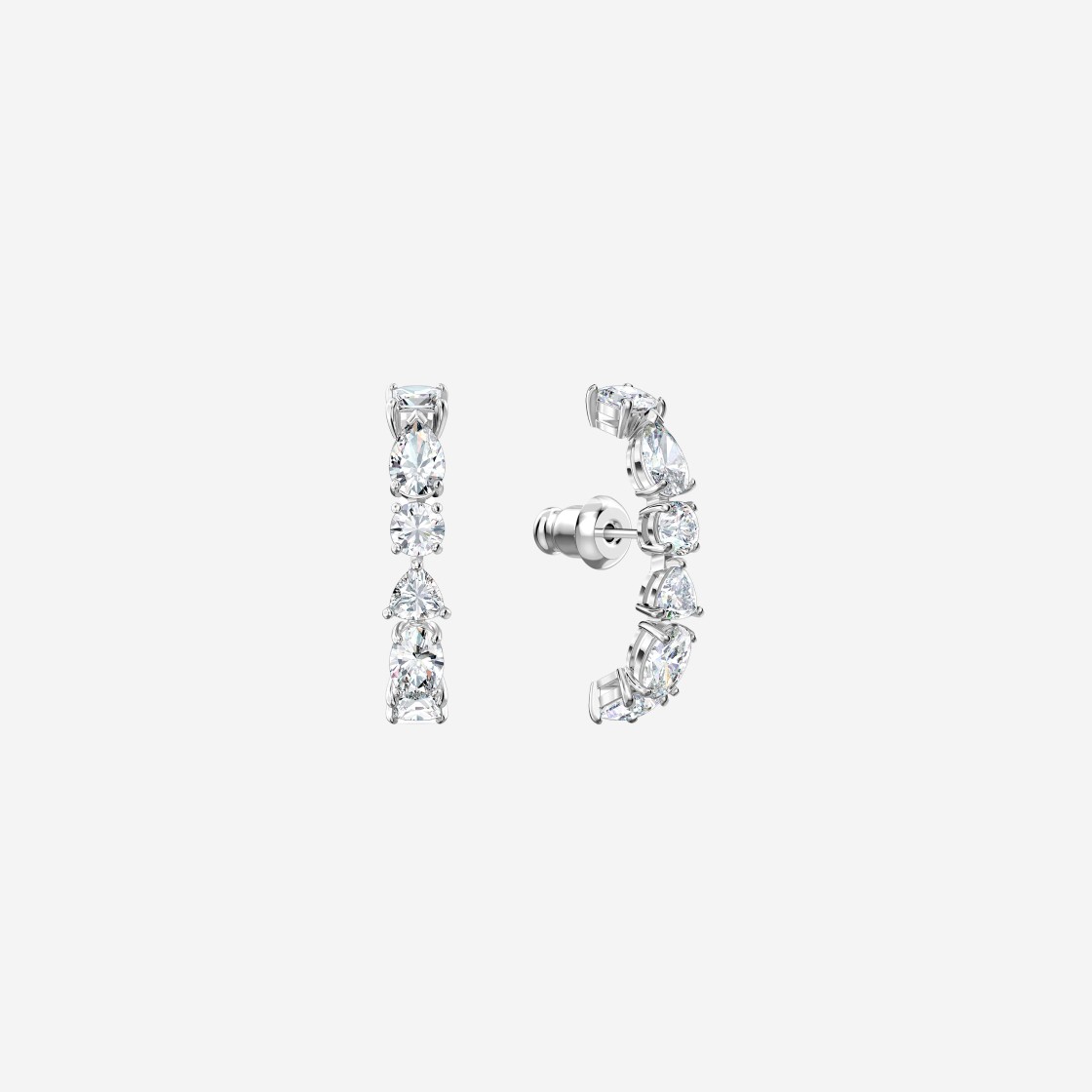 (W) Swarovski Tennis Deluxe Ear Cuffs White Rhodium Plated 상세 이미지 1