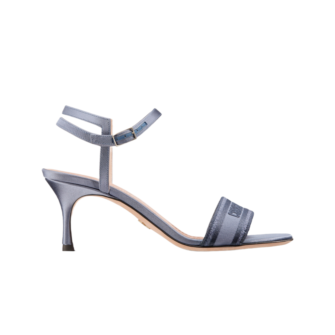 (W) 디올 디웨이 힐 샌들 딥 그레이 자수 사틴 코튼((W) Dior Dway Heeled Sandal Deep Gray Embroidered Satin Cotton) - 1