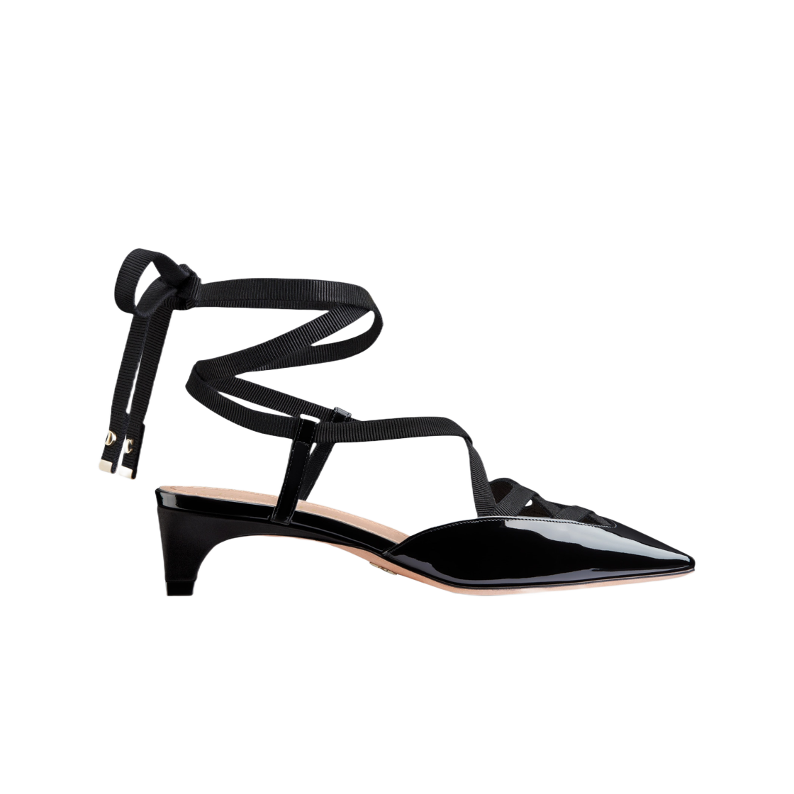 KCV048PGO-S900 (W) Dior D Envol Lace Up Pump Black Patent Calfskin Grosgrain