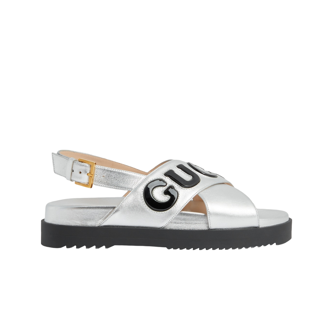 (W) 구찌 샌들 실버 블랙 레더((W) Gucci Sandal Silver Black Leather) - 1