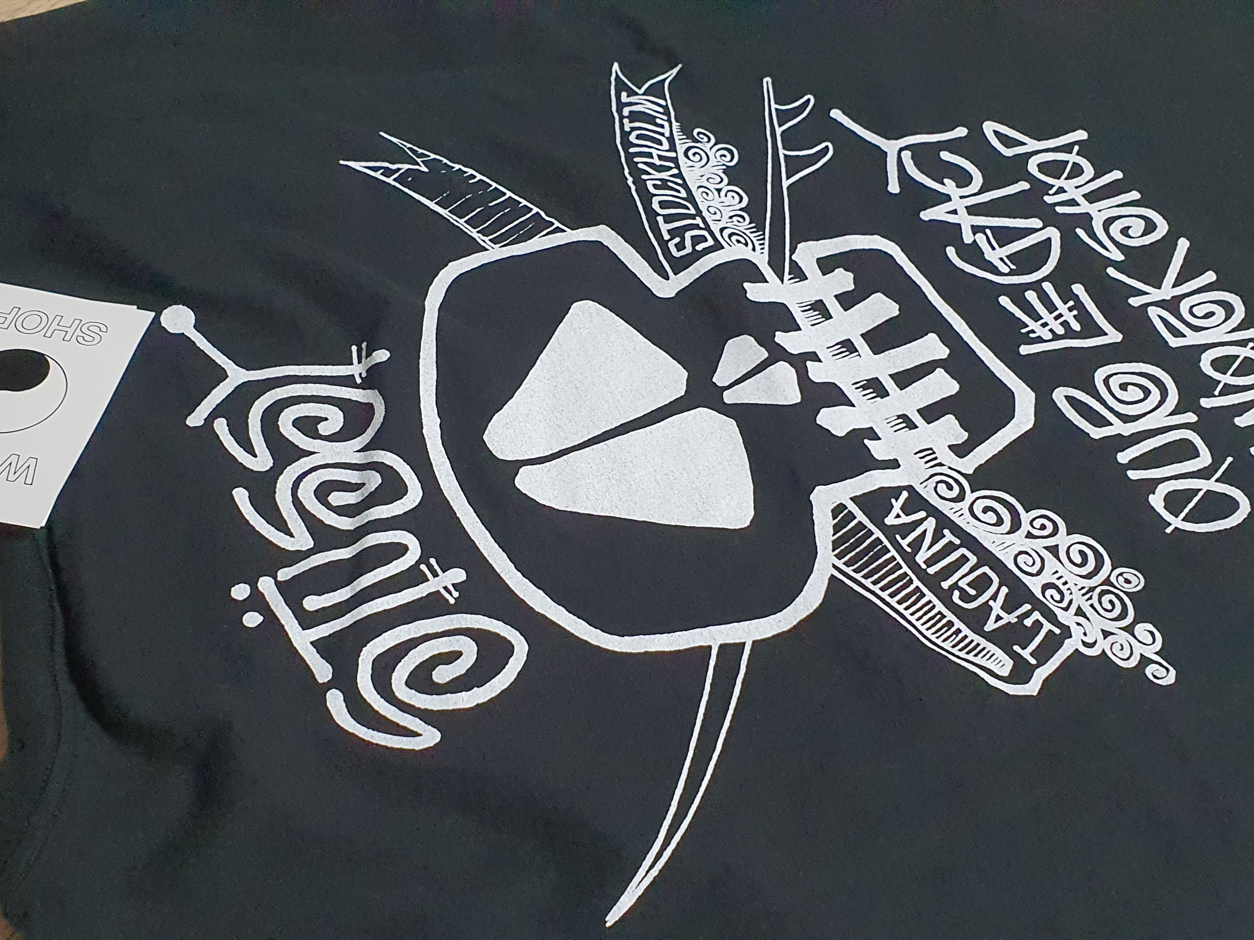 Stussy x Our Legacy Work Shop Surf Skull Pigment Dyed T-Shirt Black 착용 스타일