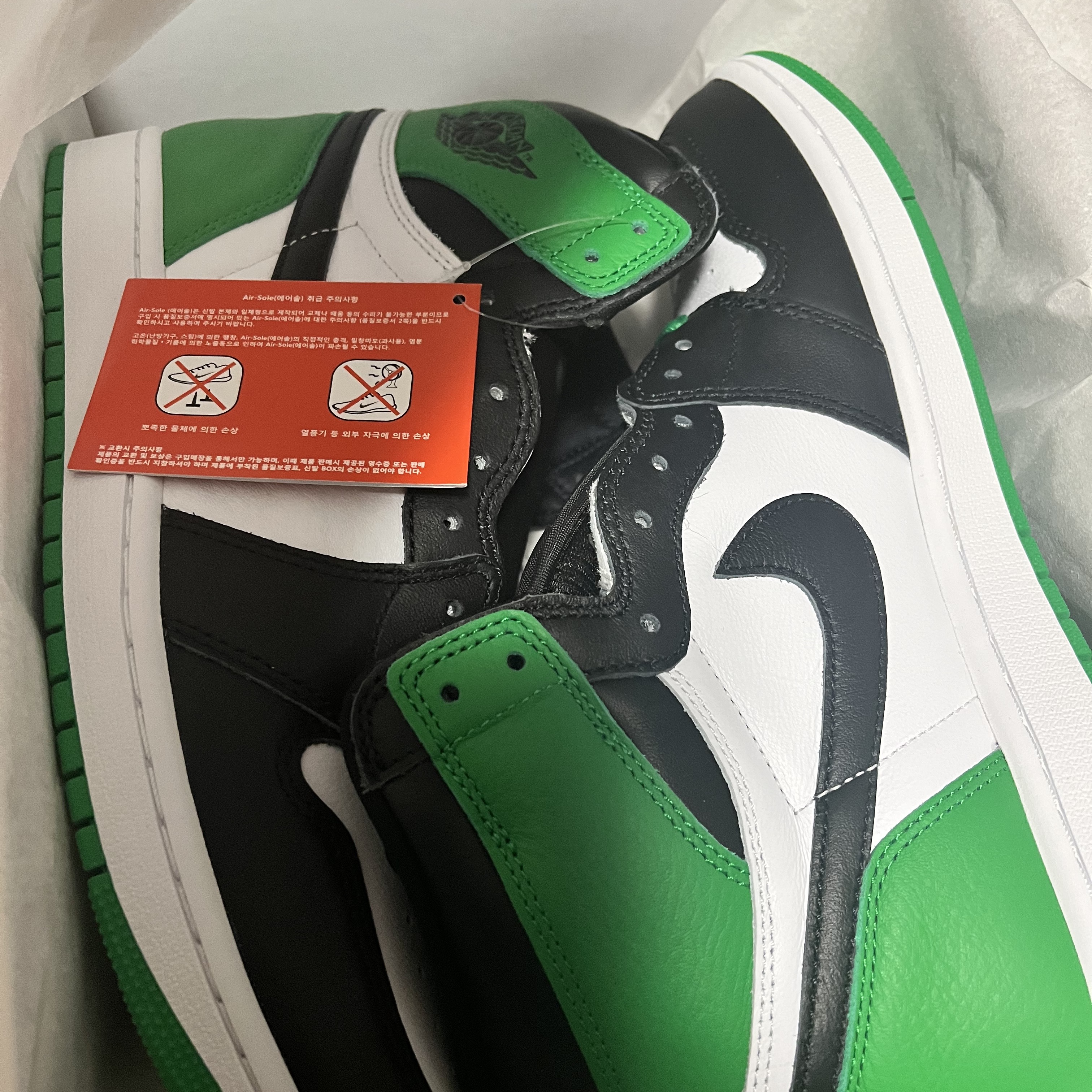 Jordan 1 Retro High OG Black and Lucky Green 착용 스타일