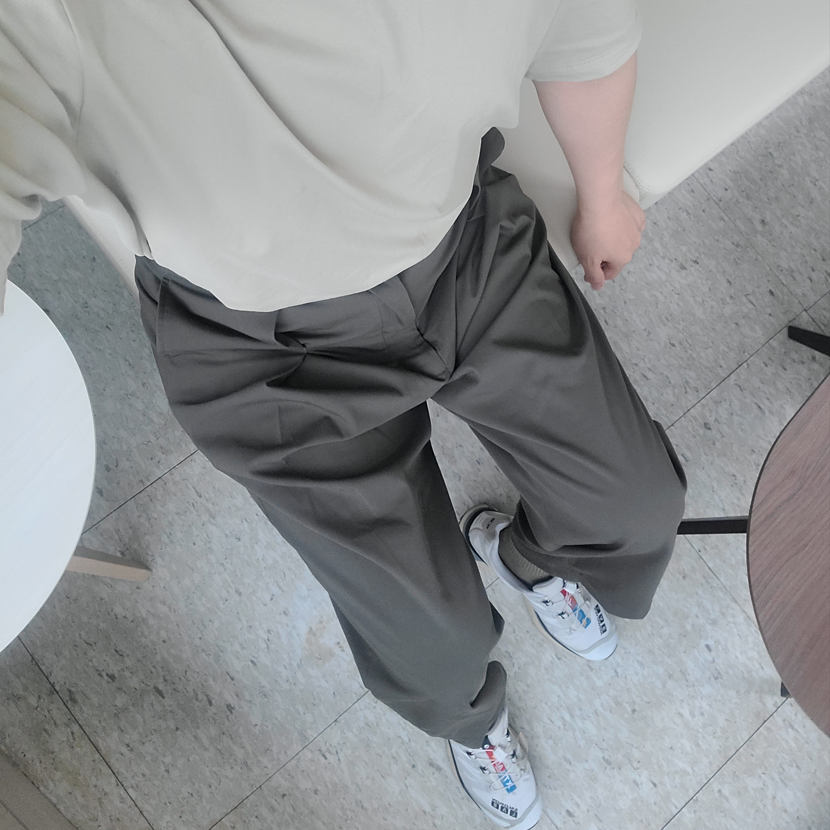 Salomon XT-4 White Lunar Rock, Stussy Shadow Plaid Zip LS Shirt Navy 착용 스타일 - 2