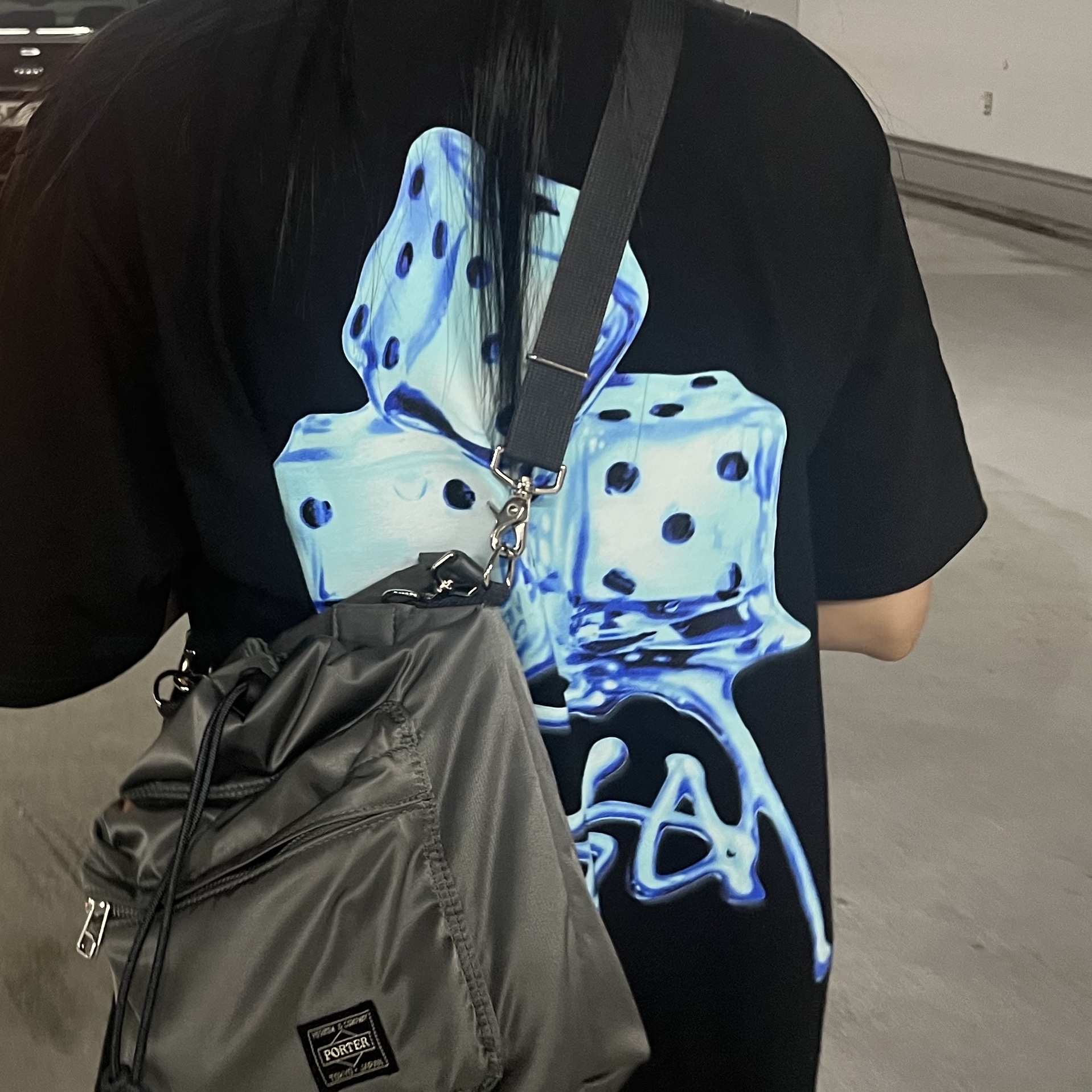 Stussy Melted T-Shirt Black 착용 스타일