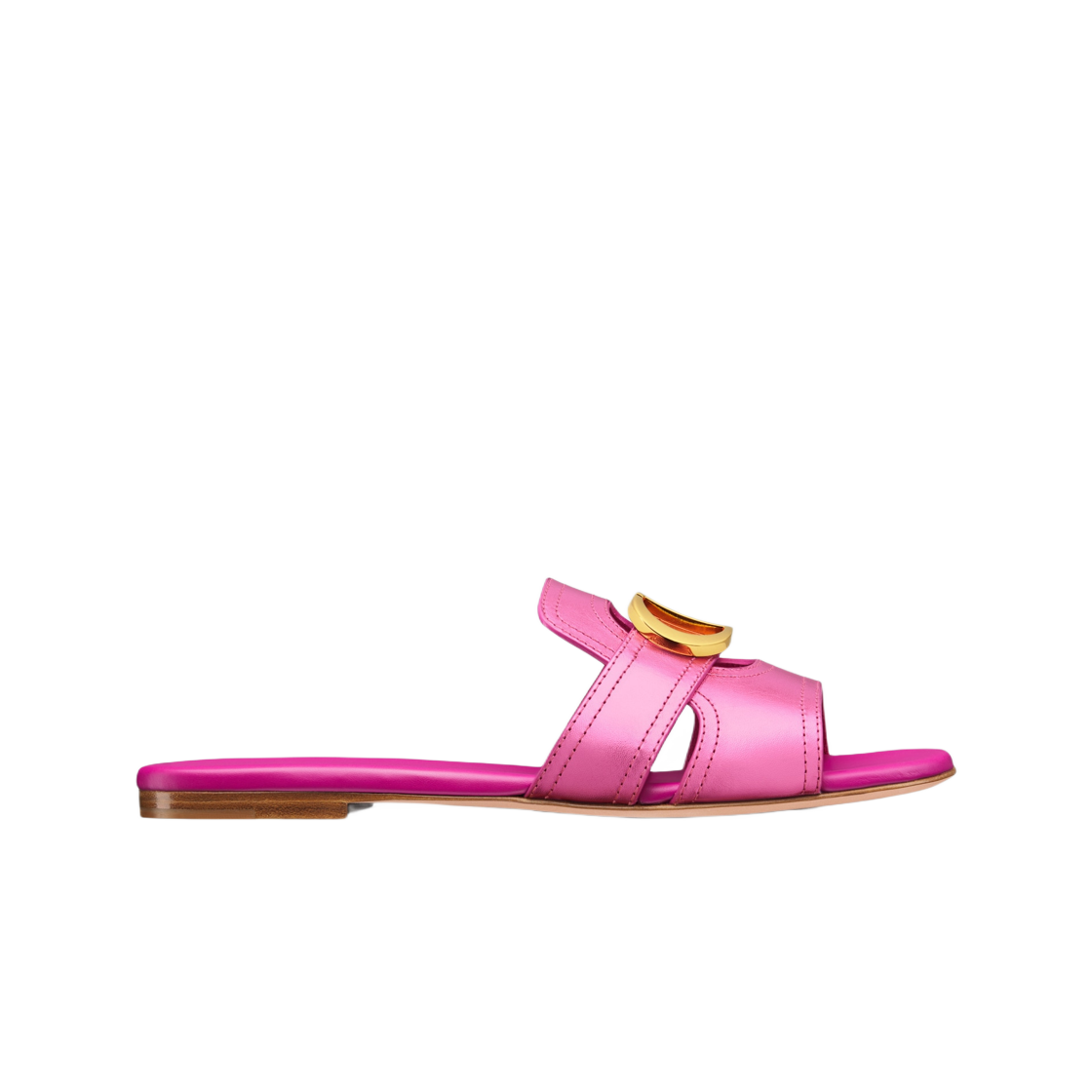 (W) 디올 30 몽테뉴 슬라이드 메탈릭 핑크 메탈릭 카프스킨((W) Dior 30 Montaigne Slide Metallic Pink Metallic Calfskin) - 1