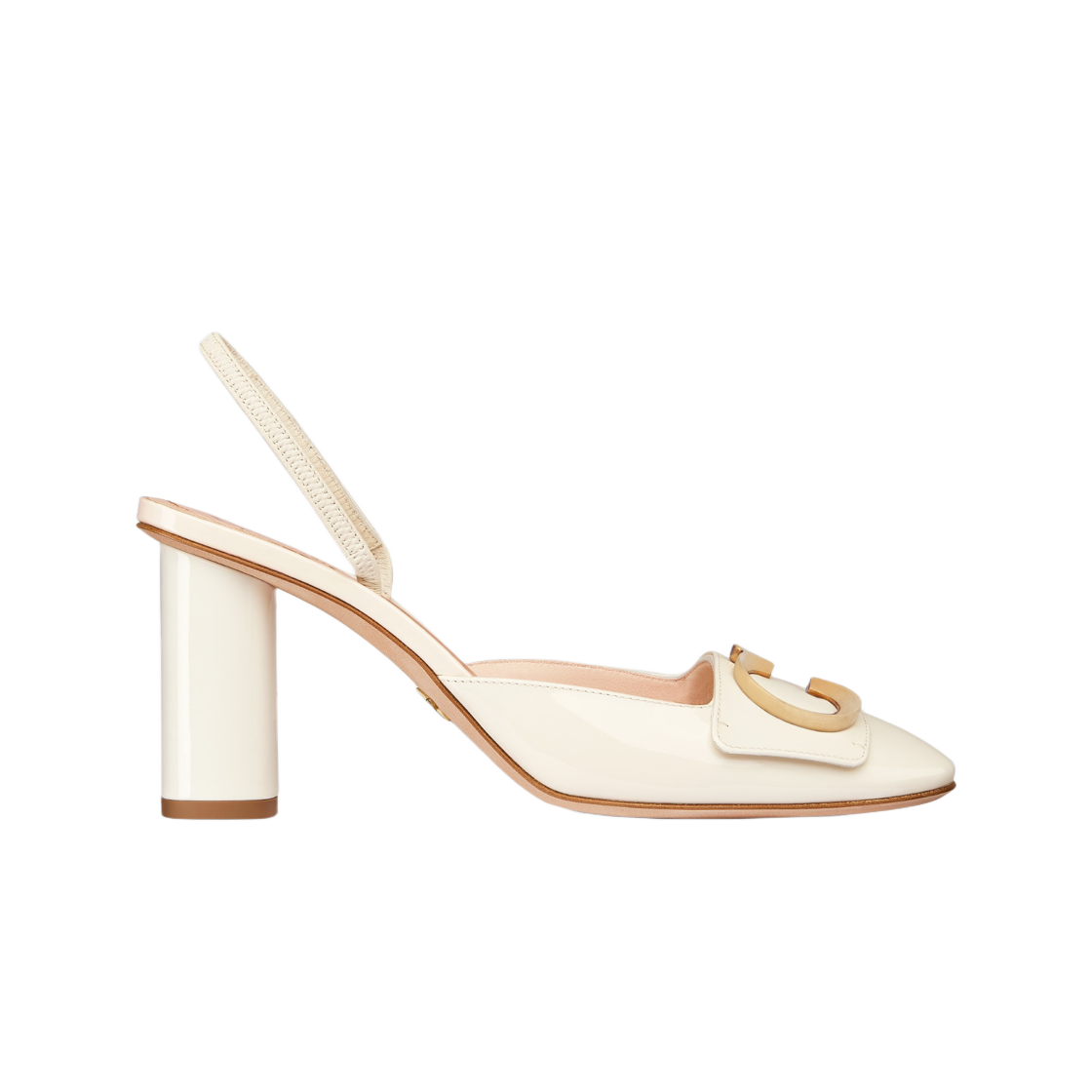 (W) 디올 세 디올 슬링백 펌프 화이트 페이턴트 카프스킨((W) Dior C'est Dior Slingback Pump White Patent Calfskin) - 1