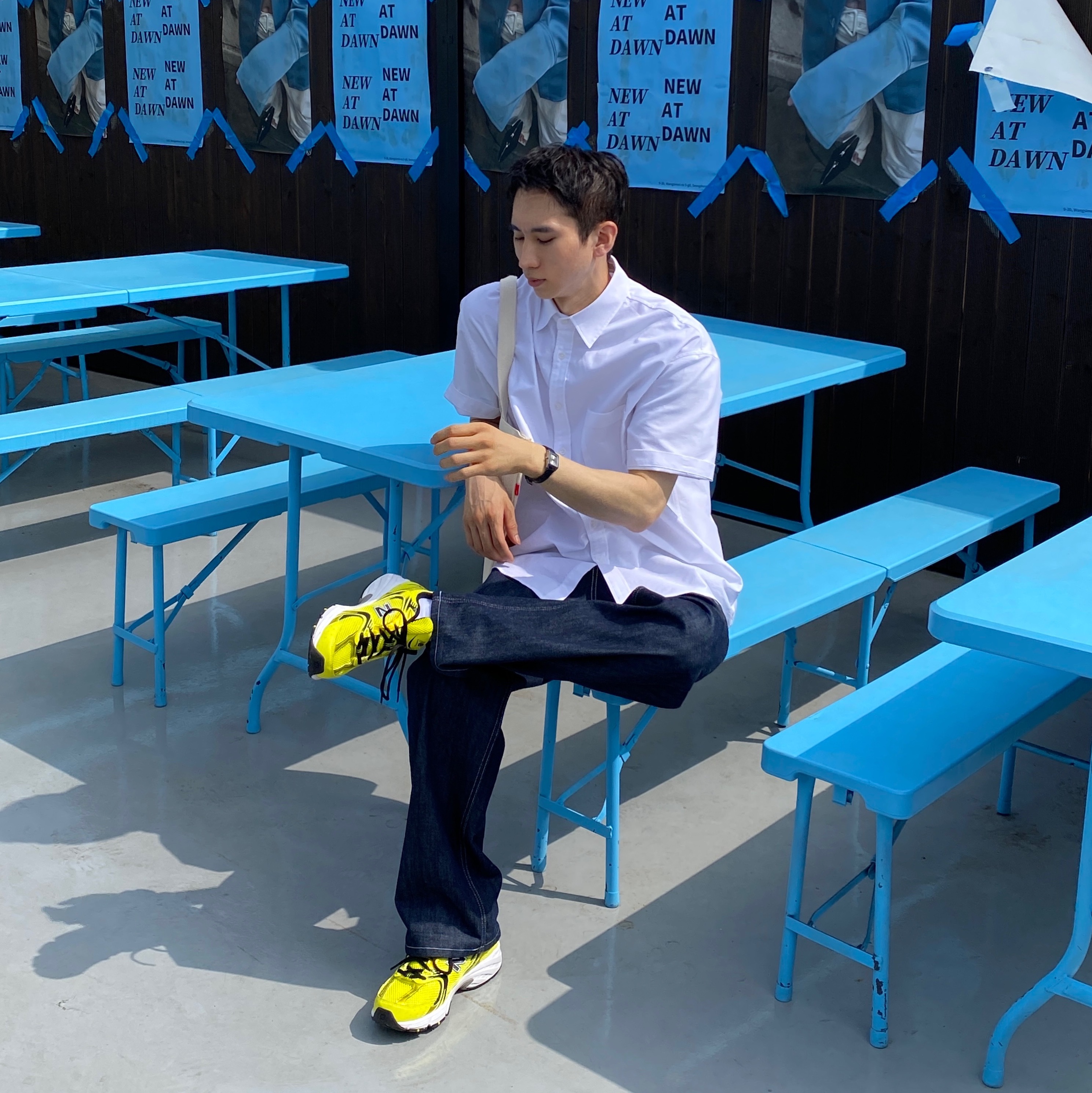 New Balance 530 Yellow 착용 스타일