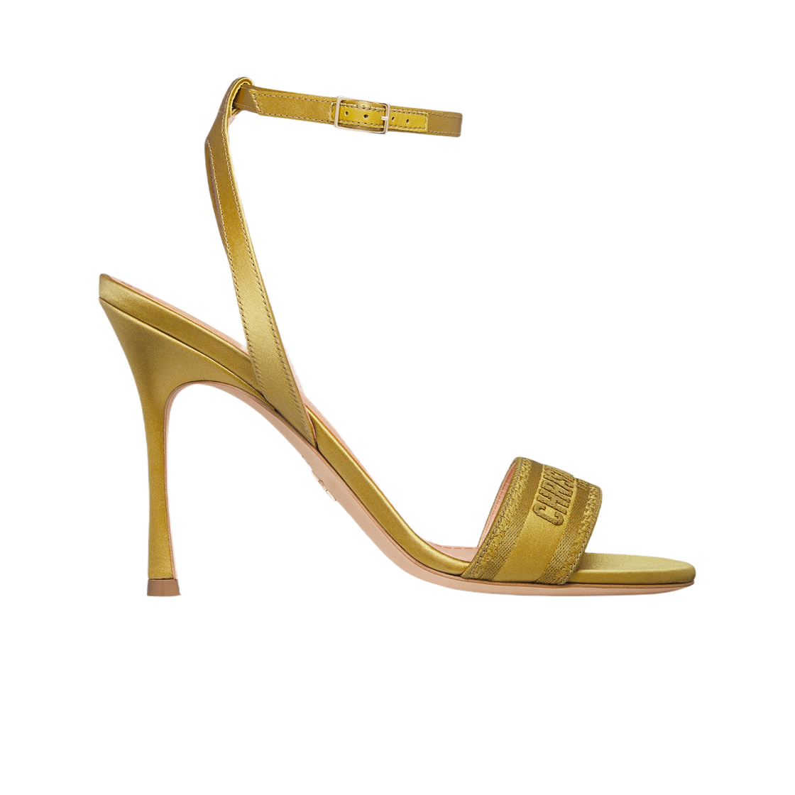 (W) 디올 디웨이 힐 샌들 사프란 옐로우 자수 사틴 코튼((W) Dior Dway Heeled Sandal Saffron Yellow Embroidered Satin Cotton) - 1