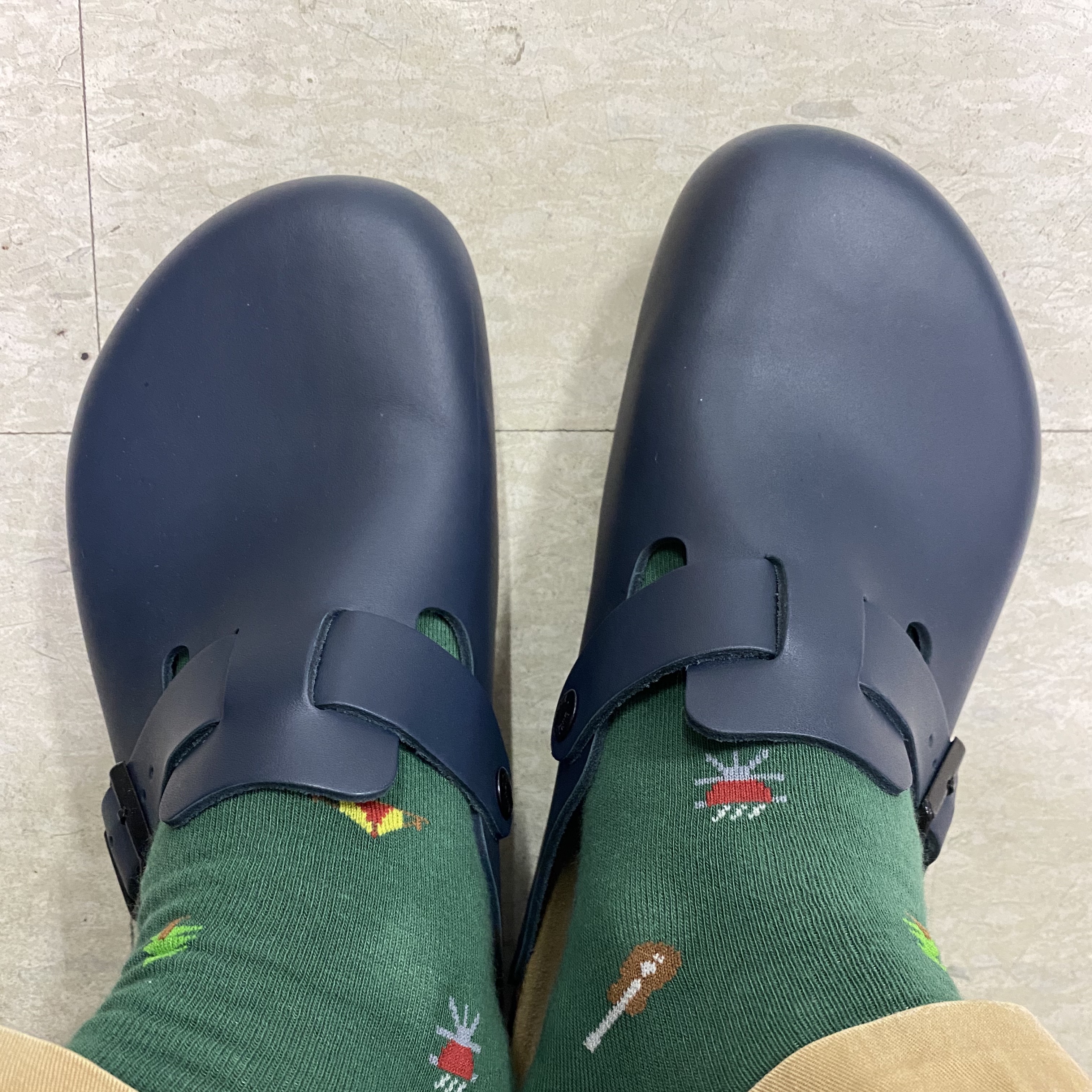Birkenstock Boston Leather Blue - Regular 착용 스타일