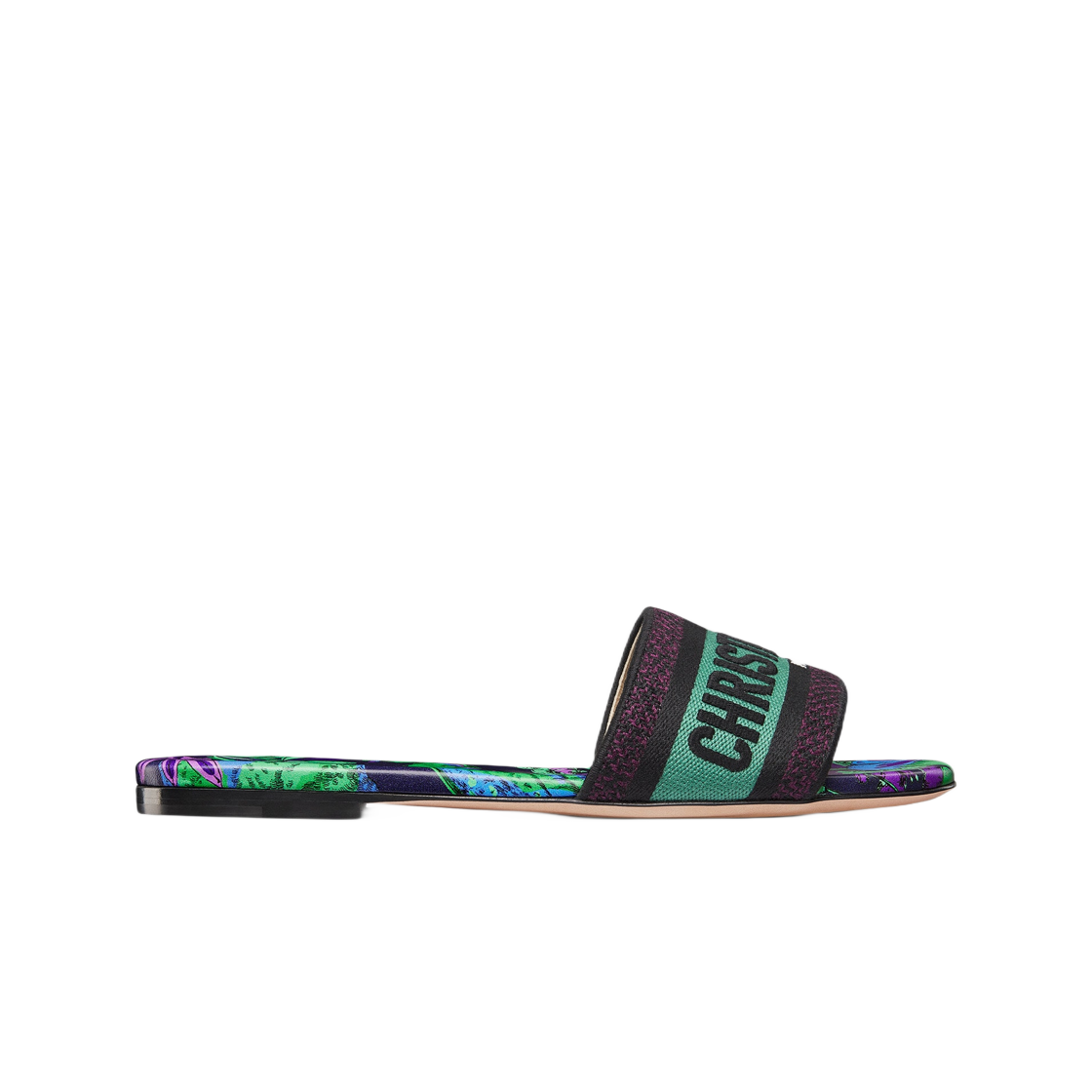 (W) 디올 디웨이 슬라이드 자수 코튼 퍼플 멀티컬러 트왈 드 주이 보야주 모티프((W) Dior Dway Slide Embroidered Cotton Purple Multicolor Toile De Jouy Voyage Motif) - 1
