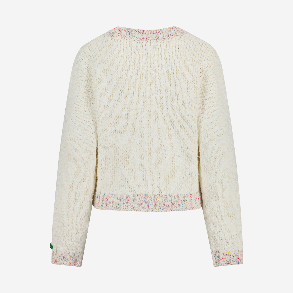 그린 버터 우먼 플라워 펄 버튼 브클 트위드 가디건 아이보리(Green Butter Women Flower Pearl Button Boucle Tweed Cardigan Ivory) - 2