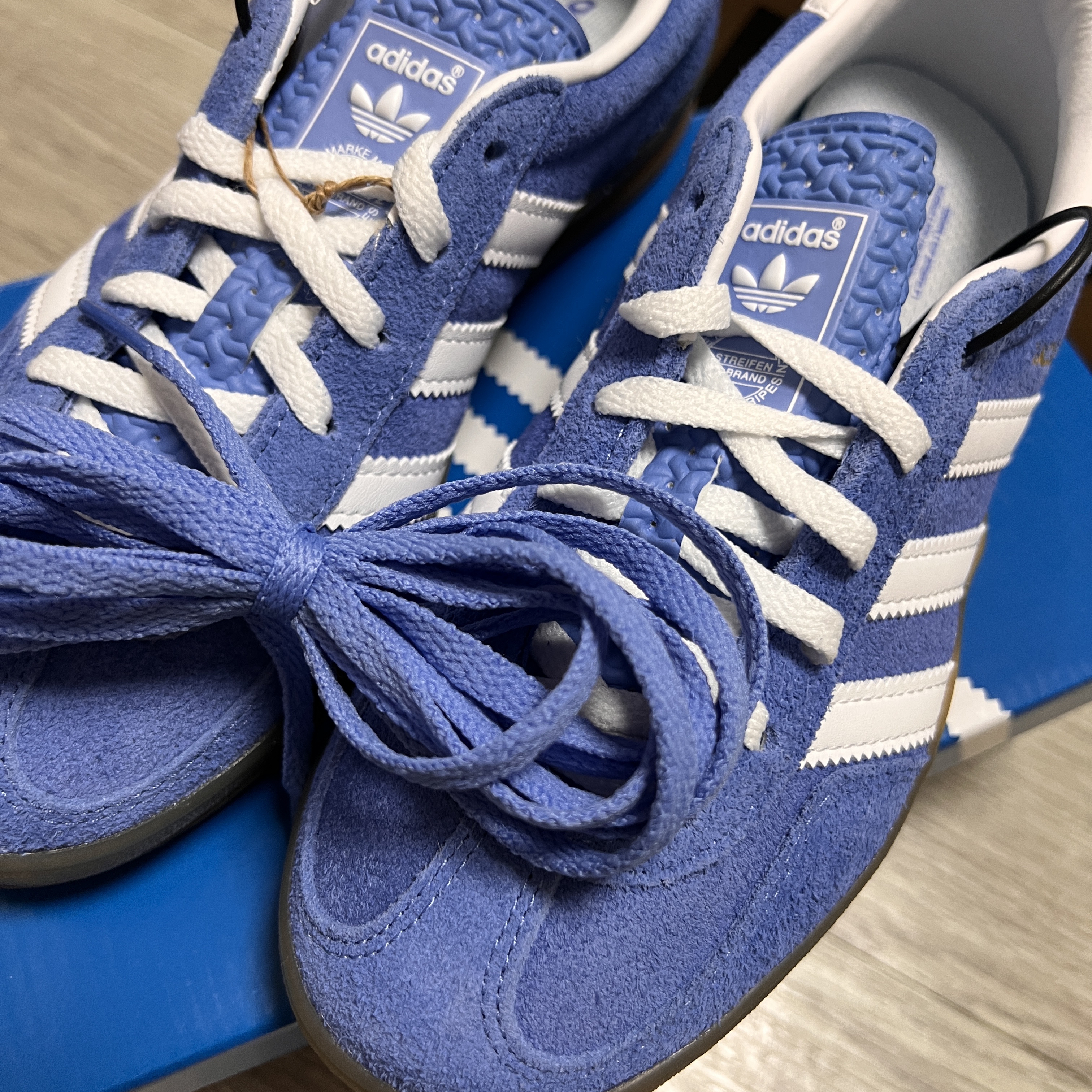 (W) Adidas Gazelle Indoor Blue Fusion Cloud White 착용 스타일 - 1