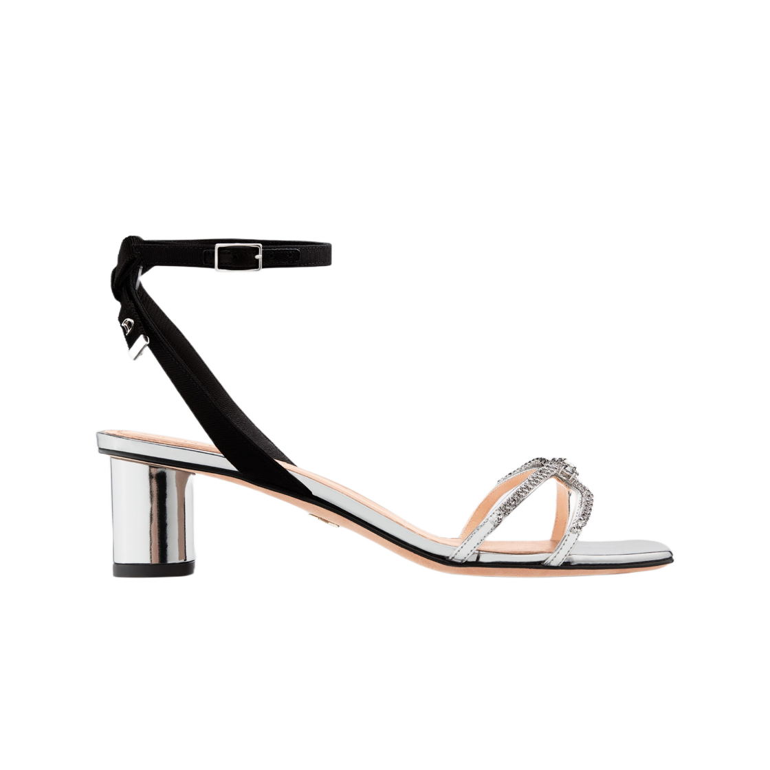 (W) 디올 선셋 힐 샌들 실버 톤 미러 이펙트 카프스킨 스트라스((W) Dior Sunset Heeled Sandal Silver Tone Mirror Effect Calfskin Strass) - 1