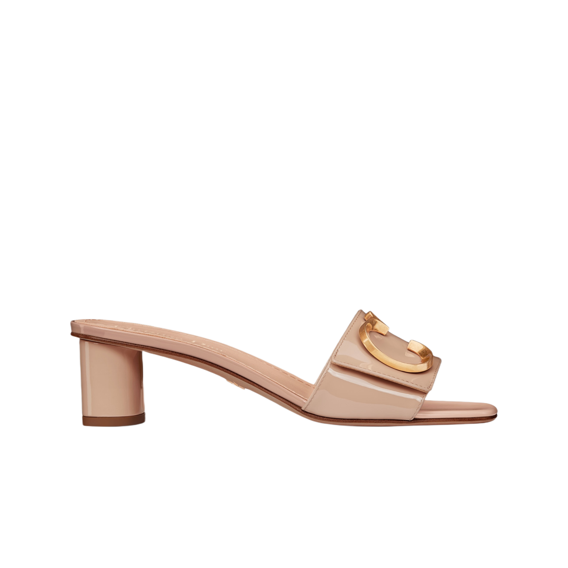 (W) 디올 세 디올 힐 슬라이드 누드 페이턴트 카프스킨((W) Dior C'est Dior Heeled Slide Nude Patent Calfskin) - 1