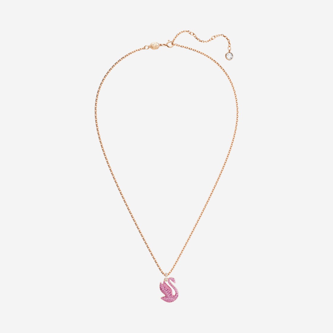 (W) Swarovski Iconic Swan Pendant Medium Pink Rose Gold Plated 상세 이미지 1