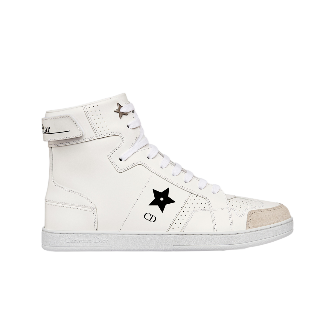 (W) 디올 스타 하이 탑 스니커즈 화이트 카프스킨 스웨이드((W) Dior Star High Top Sneakers White Calfskin Suede) - 1