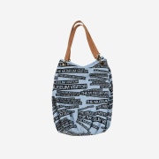 The Museum Visitor Logo Printed Leather Strap Totebag Light Blue