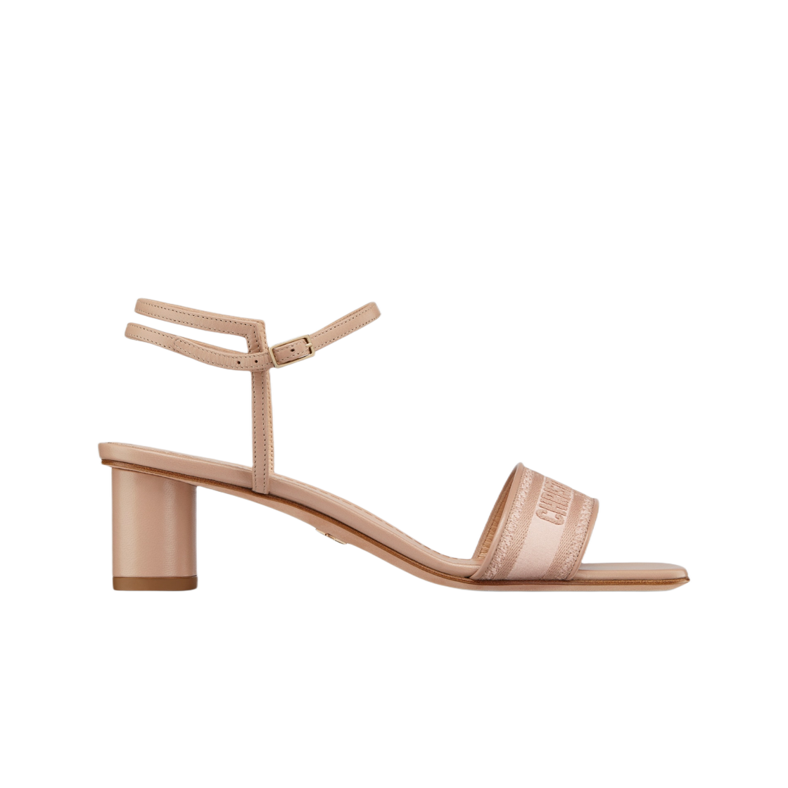 (W) 디올 디웨이 힐 샌들 누드 자수 사틴 램스킨((W) Dior Dway Heeled Sandal Nude Embroidered Satin Lambskin) - 1