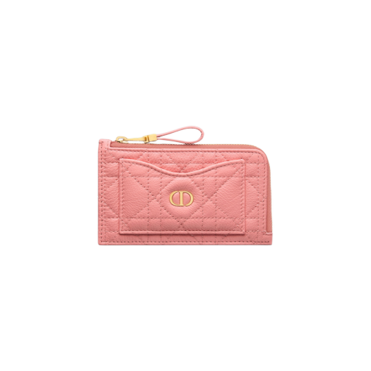Dior Caro Compact Zipped Card Holder Light Pink Supple Cannage Calfskin