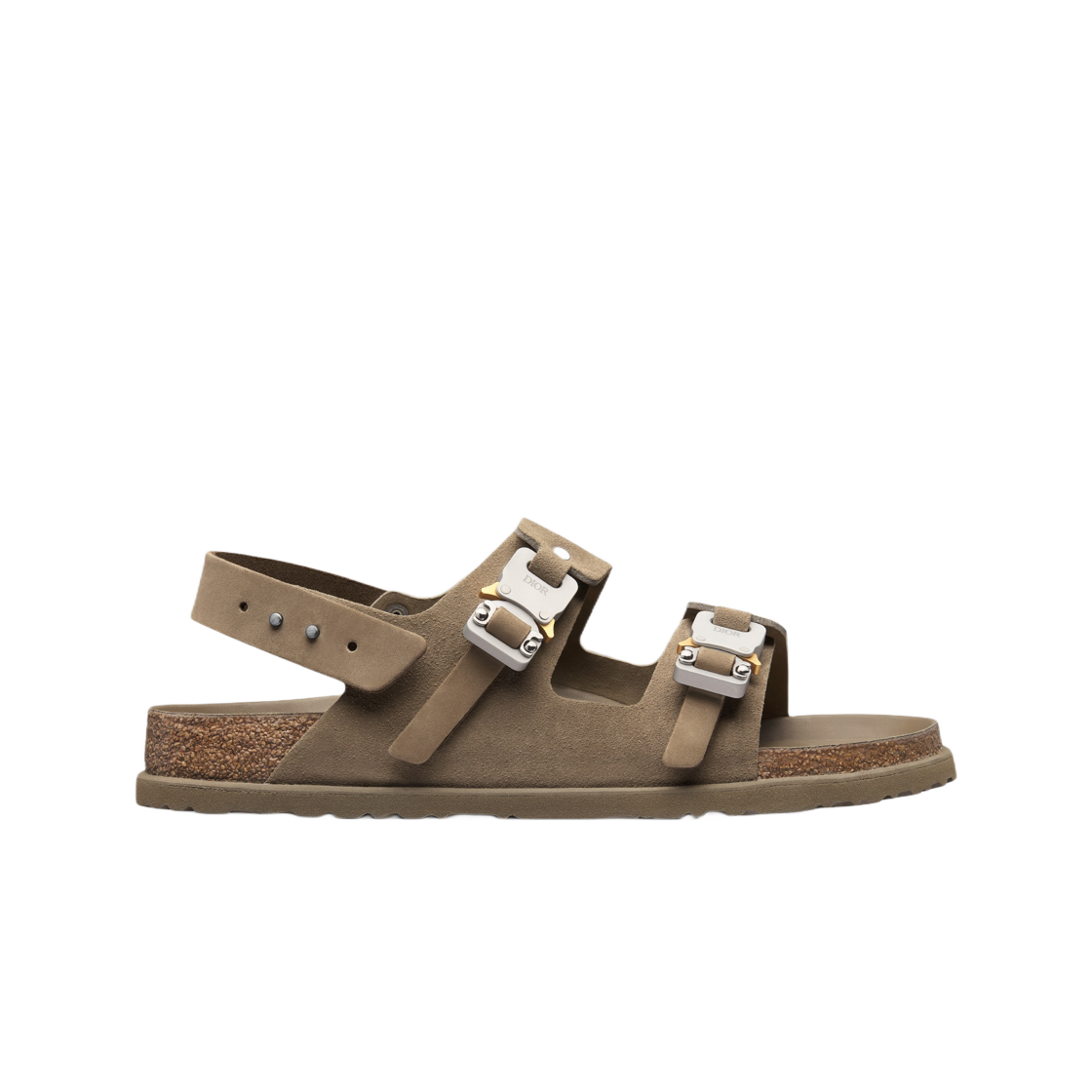 3SA117ZSG-H620 Dior By Birkenstock Milano Sandal Khaki Nubuck Calfskin